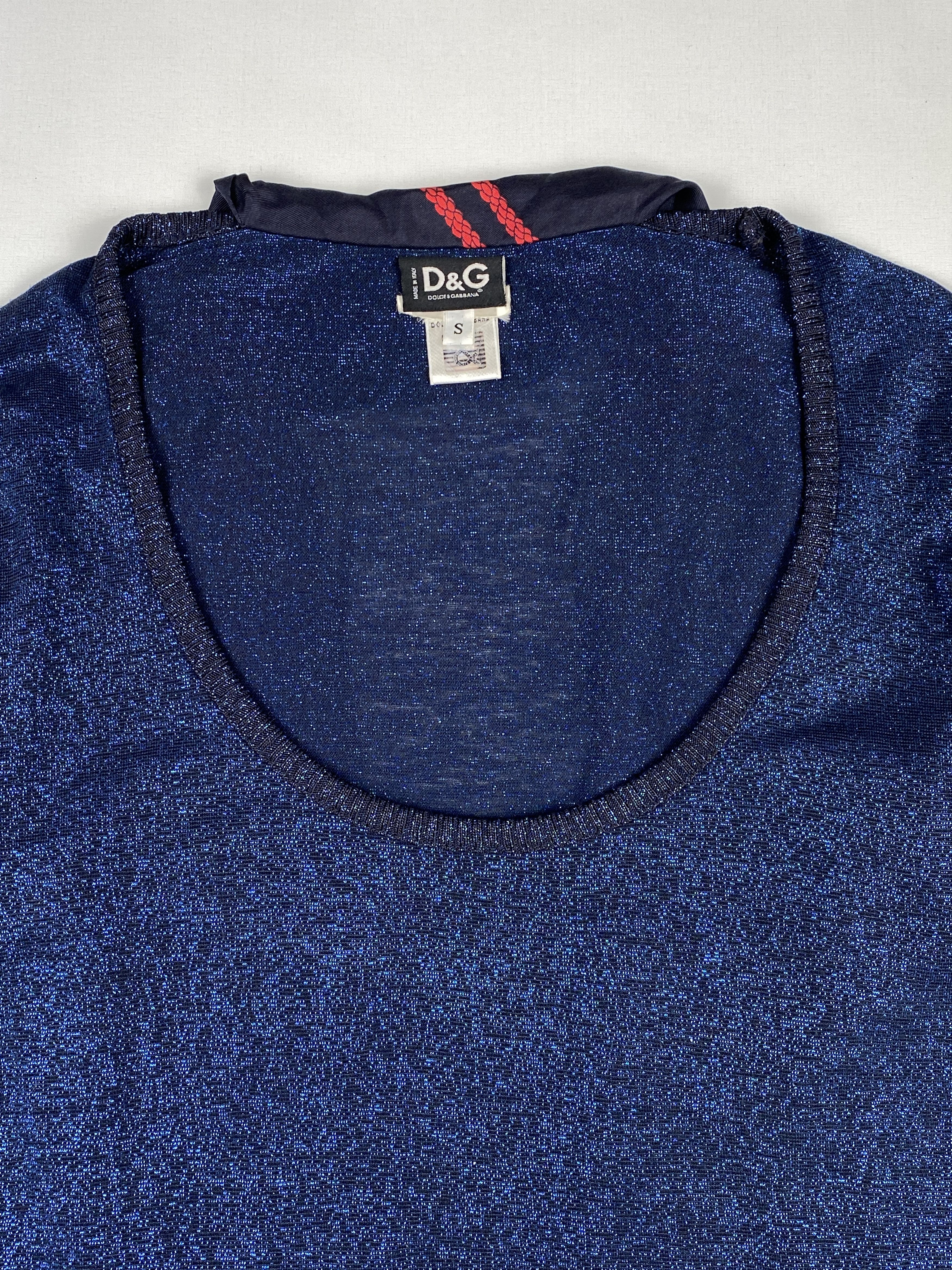 Dolce & Gabbana Glitter Front Balloon Sleeve Blouse Size S / US 4 / IT 40 - 3 Thumbnail