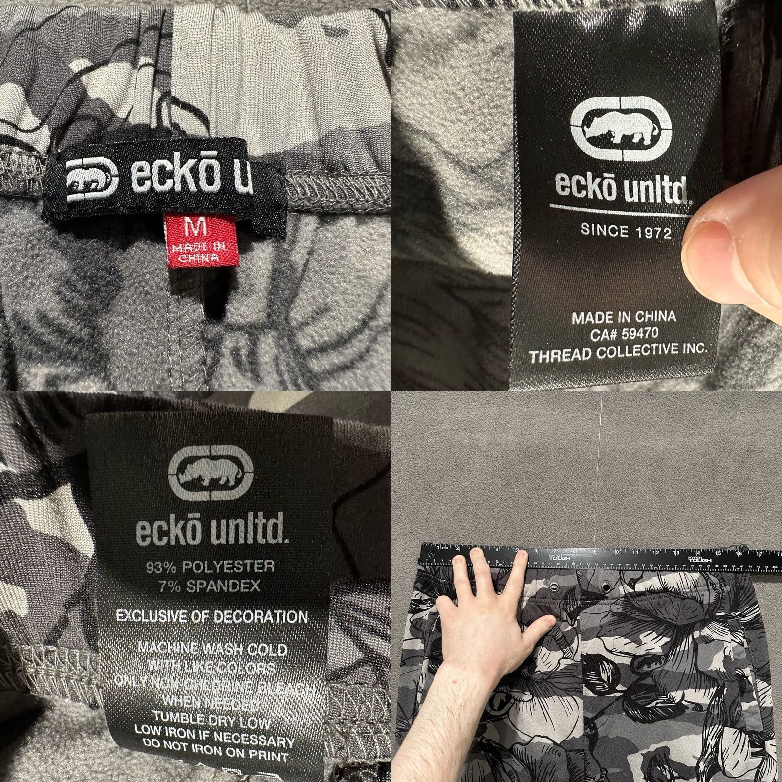Ecko Unltd. Ecko Unltd. Pants Mens Medium Gray Floral Camouflage Jogger Sweatpants GUC Size US 31 - 8 Thumbnail