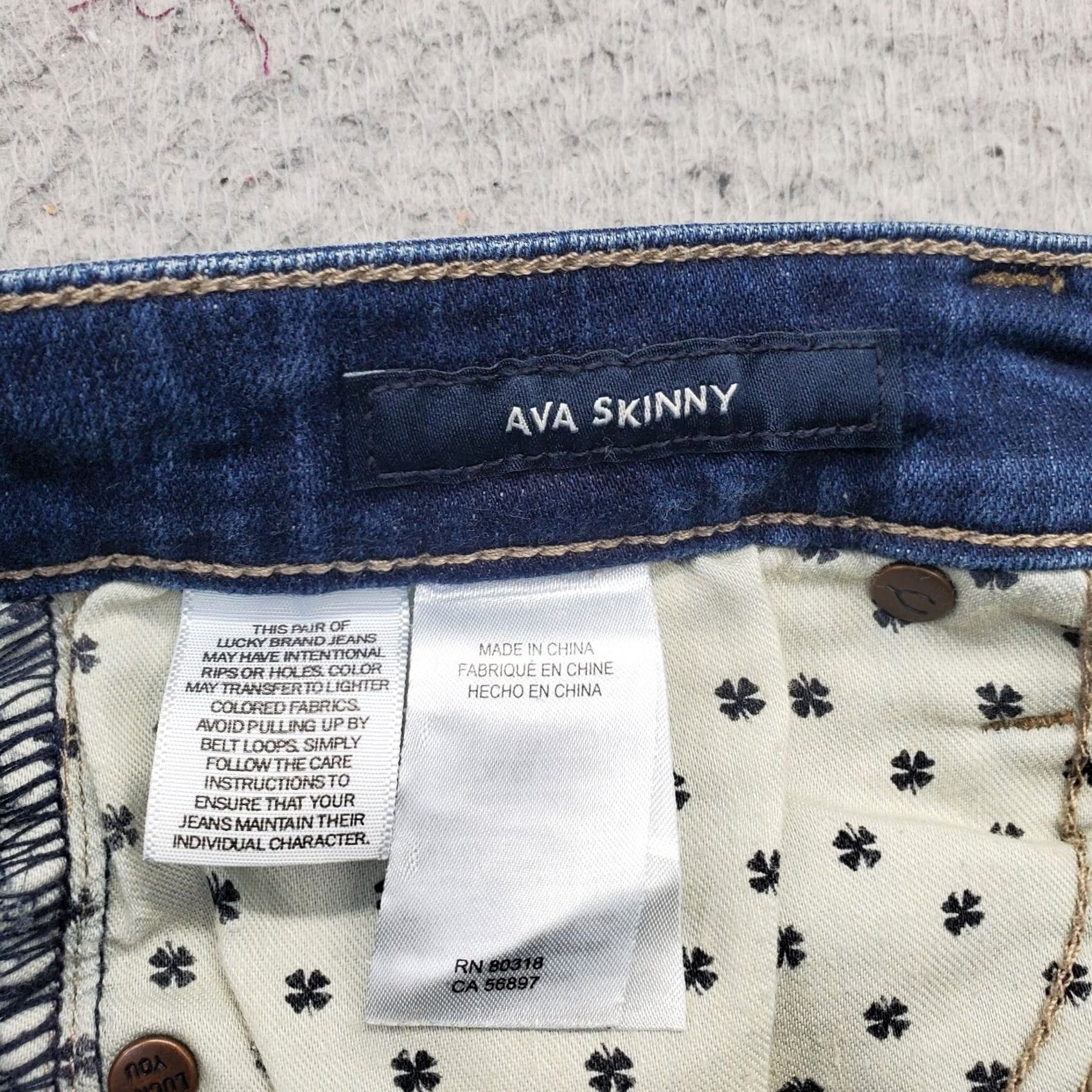 Lucky Brand Lucky Brand Ava Skinny Jeans Womens Size 6 Navy Denim 26" Inseam Regular Fit Frayed Hem 14.5" Waist Across Waxed Whiskered Denim Size 28" / US 6 / IT 42 - 7 Thumbnail