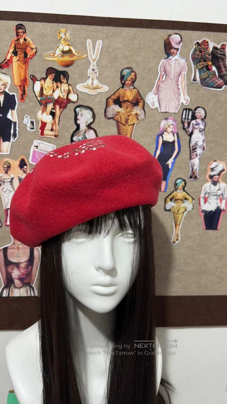 Vivienne Westwood Vivienne Westwood Rare Red Stud Saturn Beret Size ONE SIZE - 4 Thumbnail