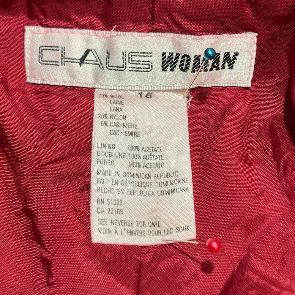 Other Chaus Vintage Red Collared Long Sleeve Wool Blazer Jacket 16 Size XXL / US 16-18 / IT 52-54 - 3 Thumbnail