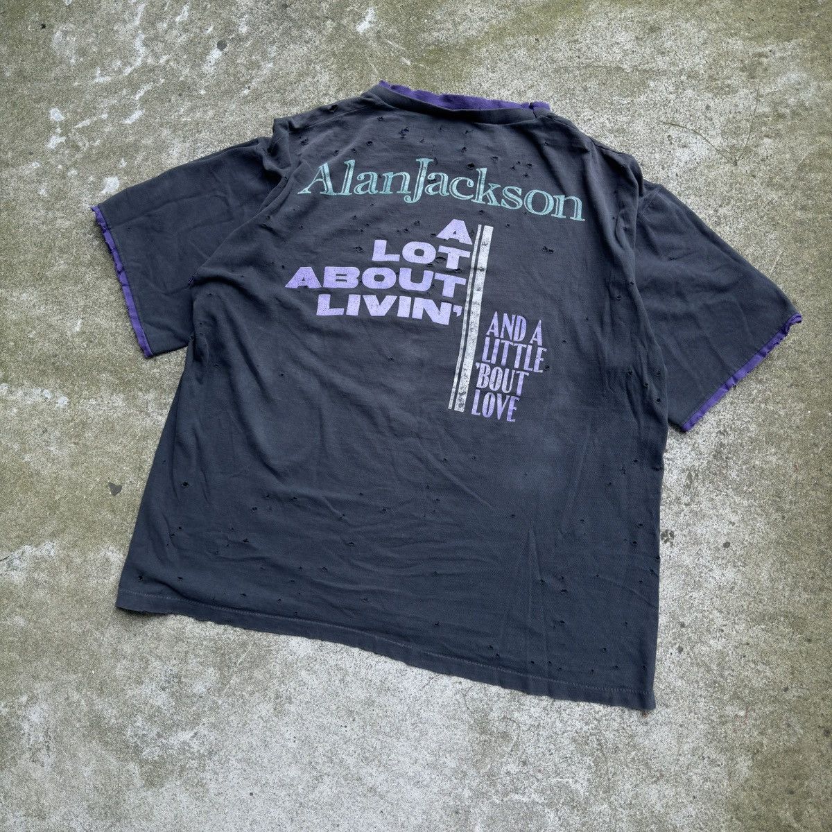 Vintage Alan Jackson Thrashed Distressed Double Layer Tee ERD Grunge Size US XL / EU 56 / 4 - 6 Thumbnail