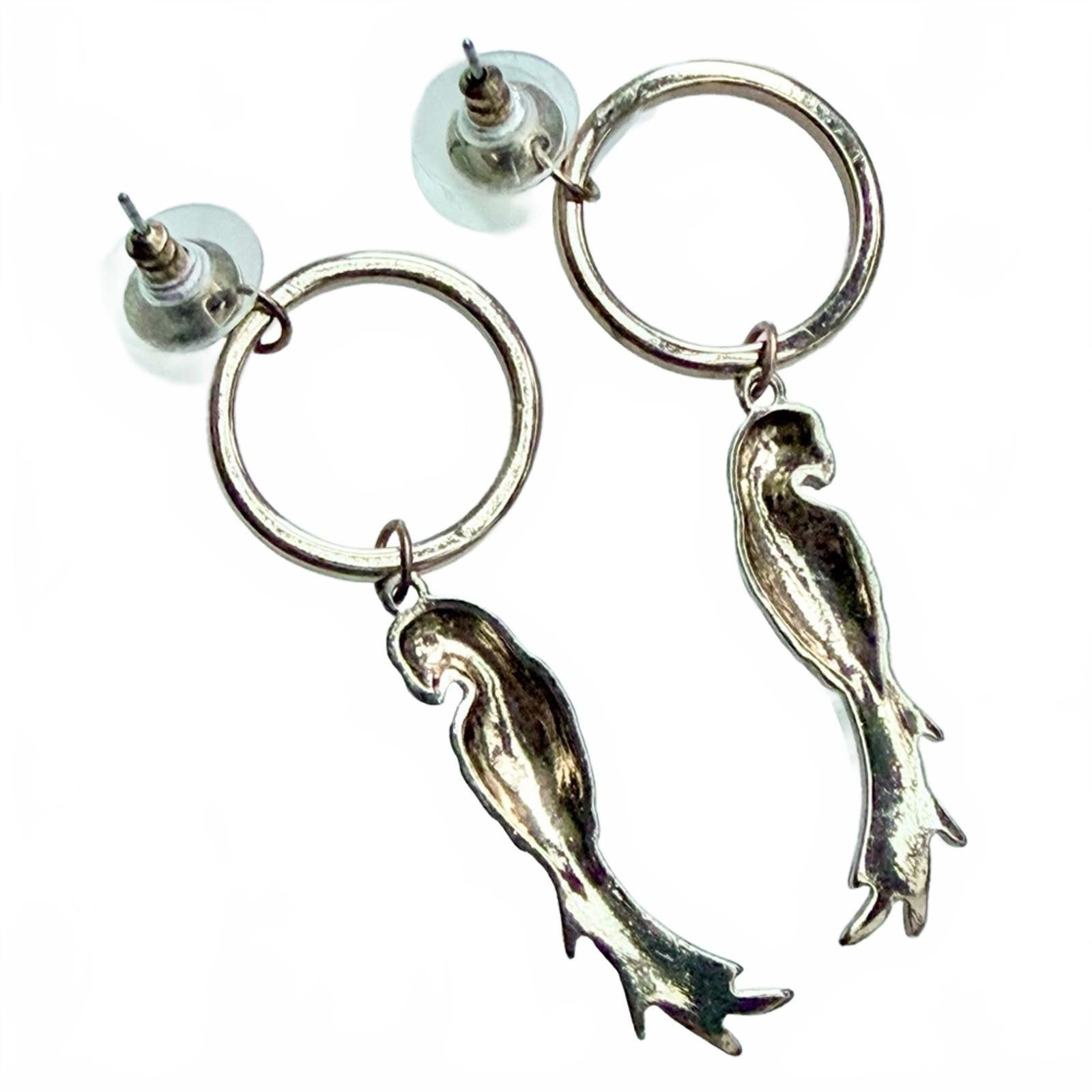 Other VTG Colorful Enamel Parrot Drop Earrings Gold Tone Hoops Size ONE SIZE - 3 Thumbnail