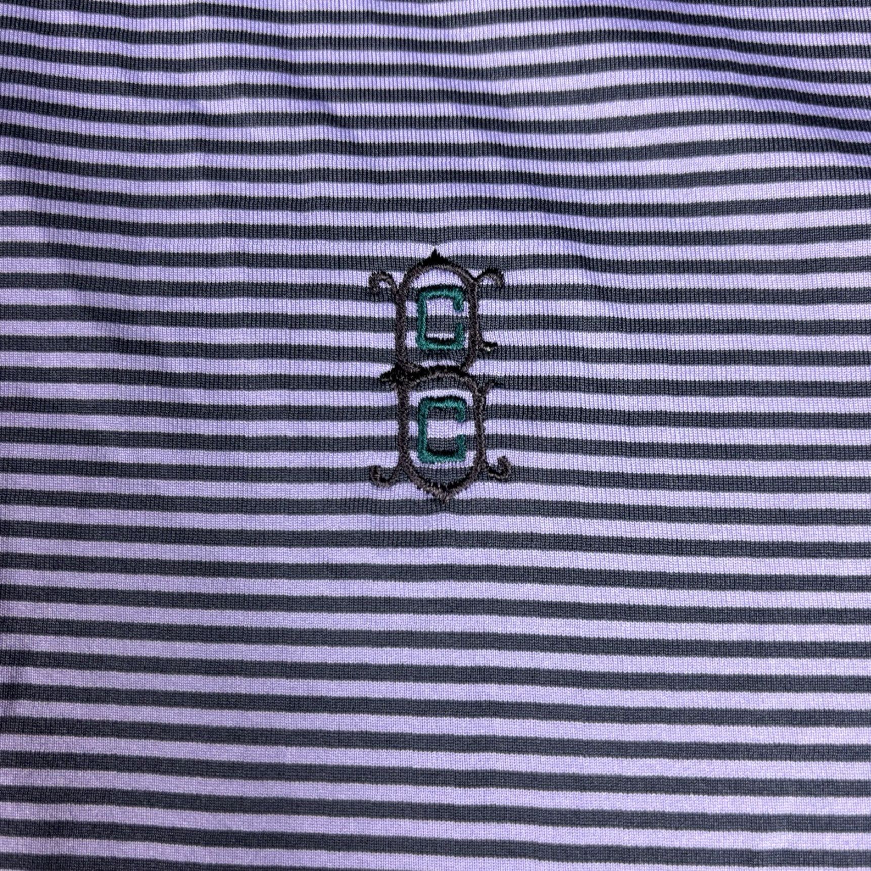 Vintage VINTAGE GREYSON Polo M Purple Striped w/Wolf & CC Golf Logo Shirt Mens Medium Purple Striped Polo Size US M / EU 48-50 / 2 - 2 Thumbnail
