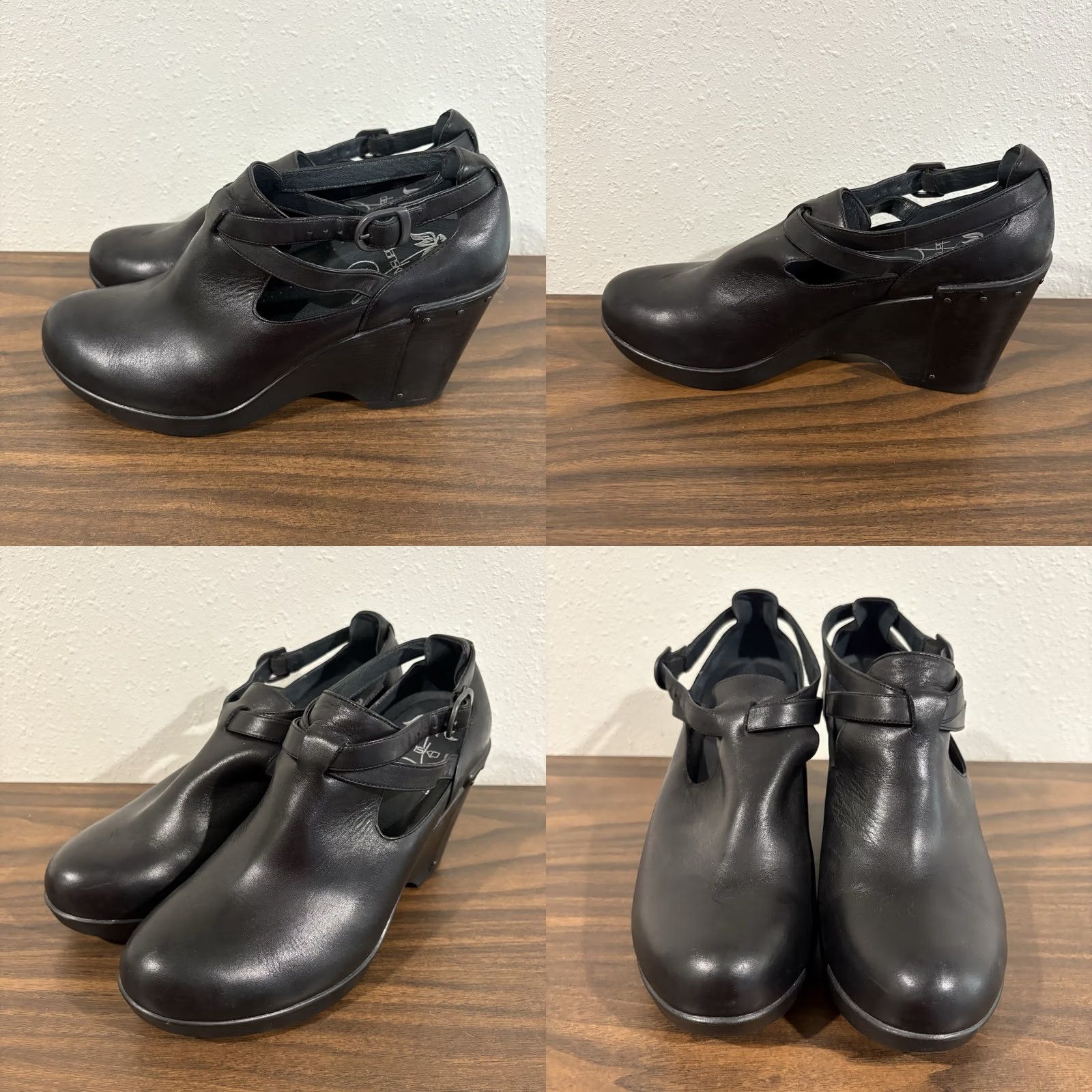 Dansko Dansko Franka Womens Sz 41 US 10.5 11 Strappy Wedge Clog Black Leather Bootie Size US 11 / IT 41 - 8 Thumbnail