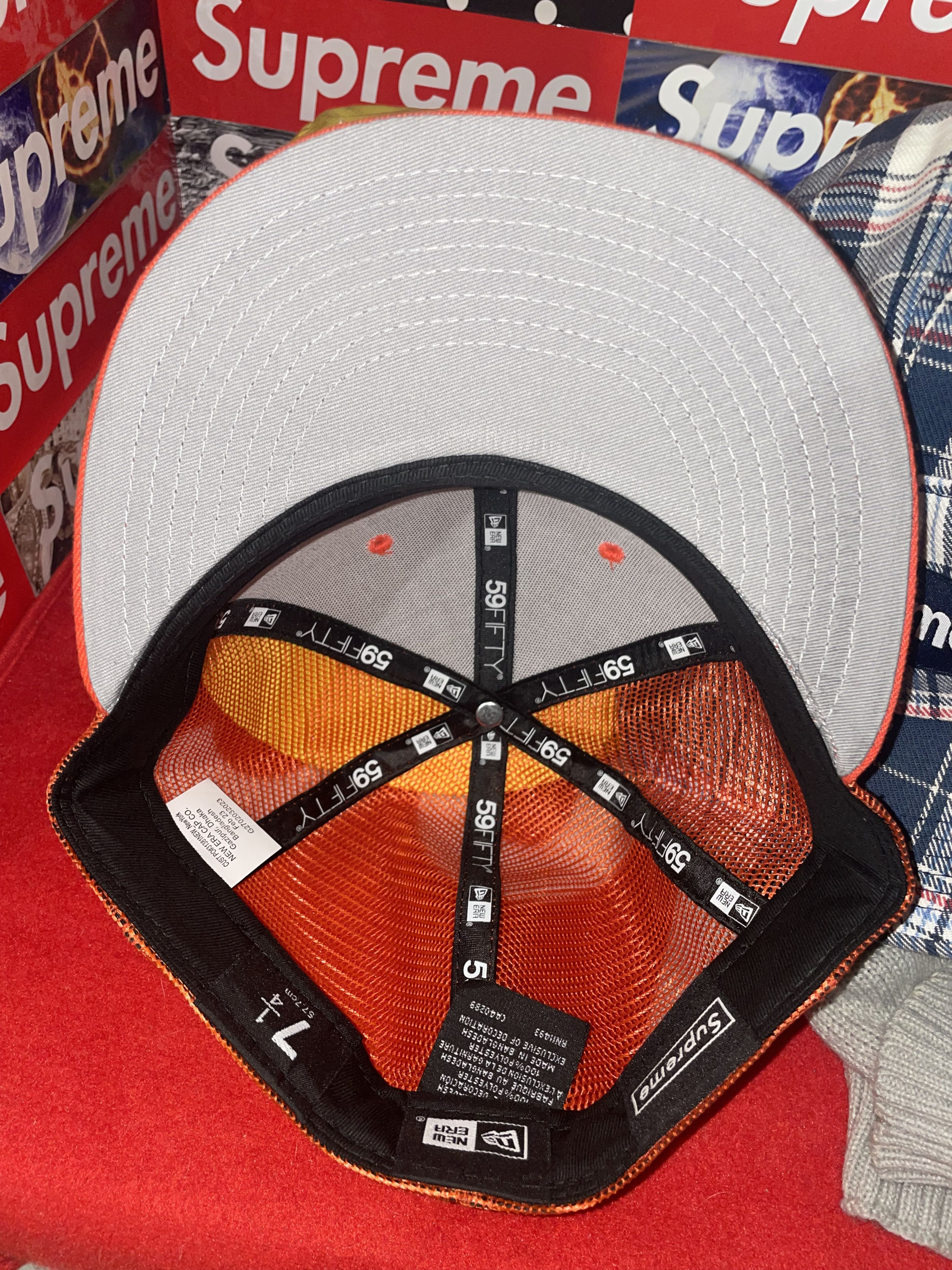 Supreme Supreme New Era Mesh Box Logo Orange Hat 7 1/4 Size ONE SIZE - 3 Thumbnail