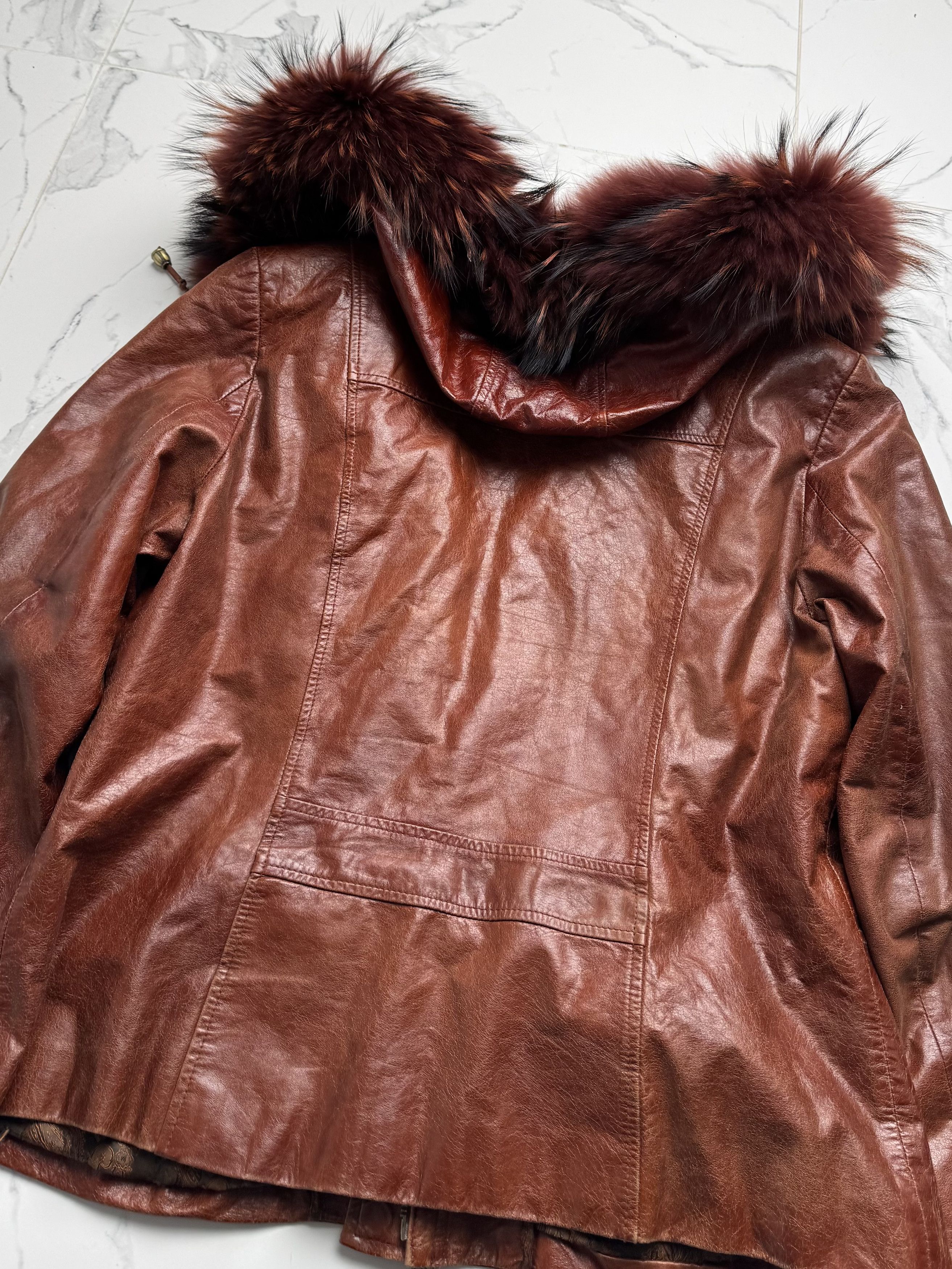 Japanese Brand Vintage Brown Leather Jacket Hooded Statement Coat Y2K Size L / US 10 / IT 46 - 13 Thumbnail