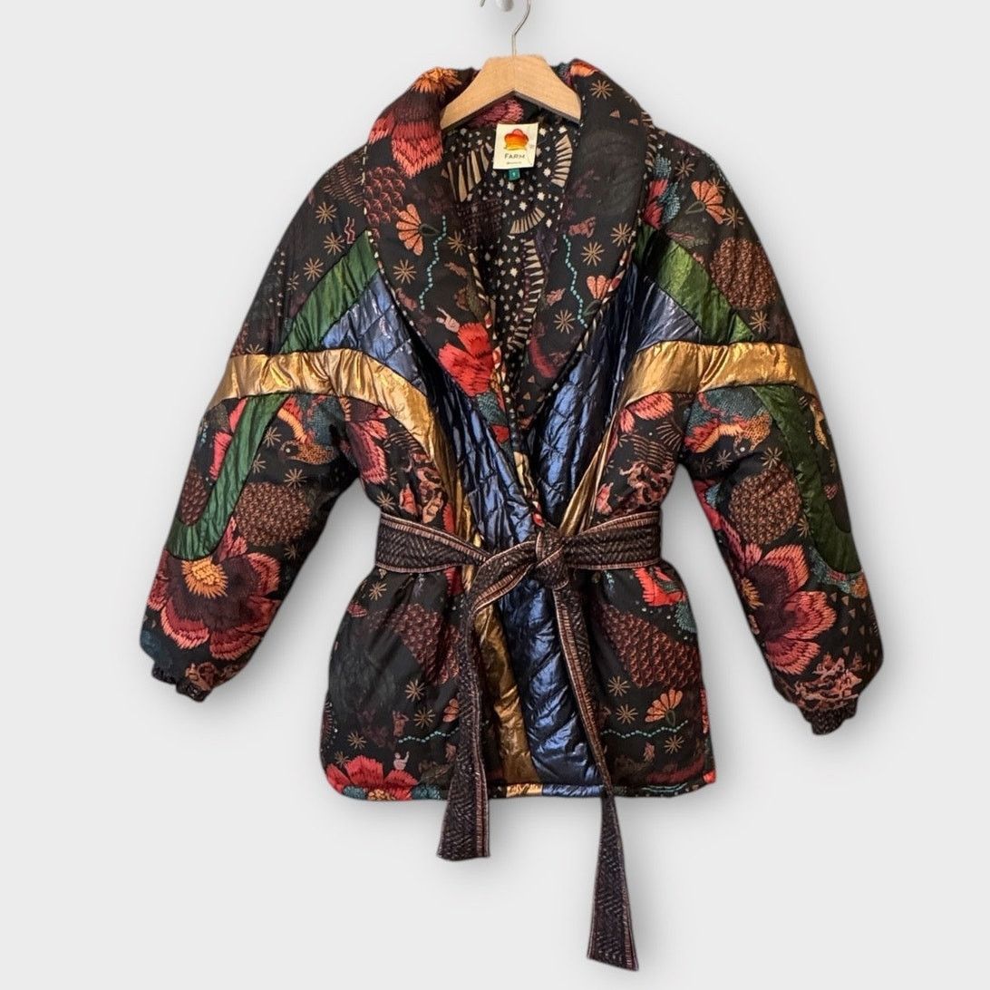 Farm Rio Farm Rio Wild Bananas Metallic Reversible Puffer Jacket Size S / US 4 / IT 40 - 3 Thumbnail