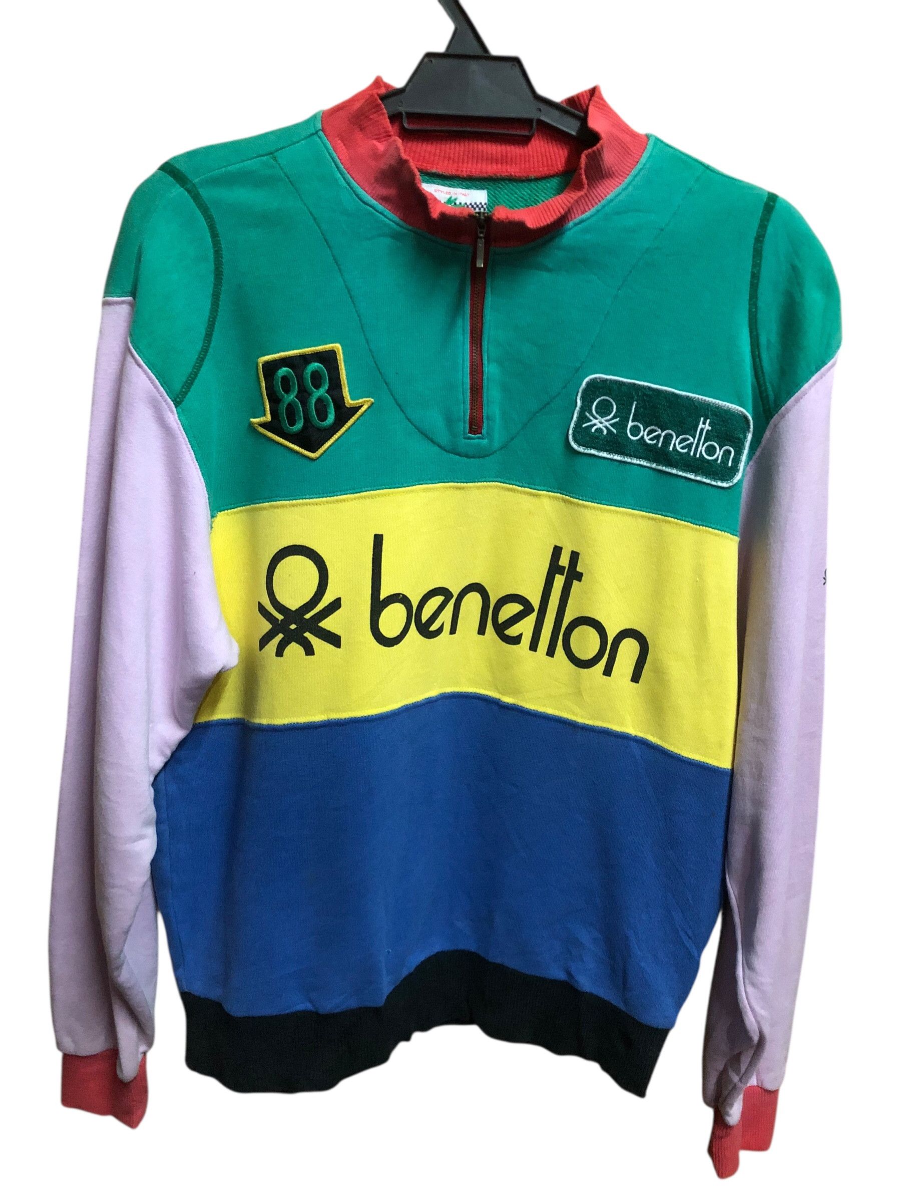 Benetton Vintage Rare Benetton Formula one Half Zipper Sweatshirt Size US S / EU 44-46 / 1 - 1 Thumbnail