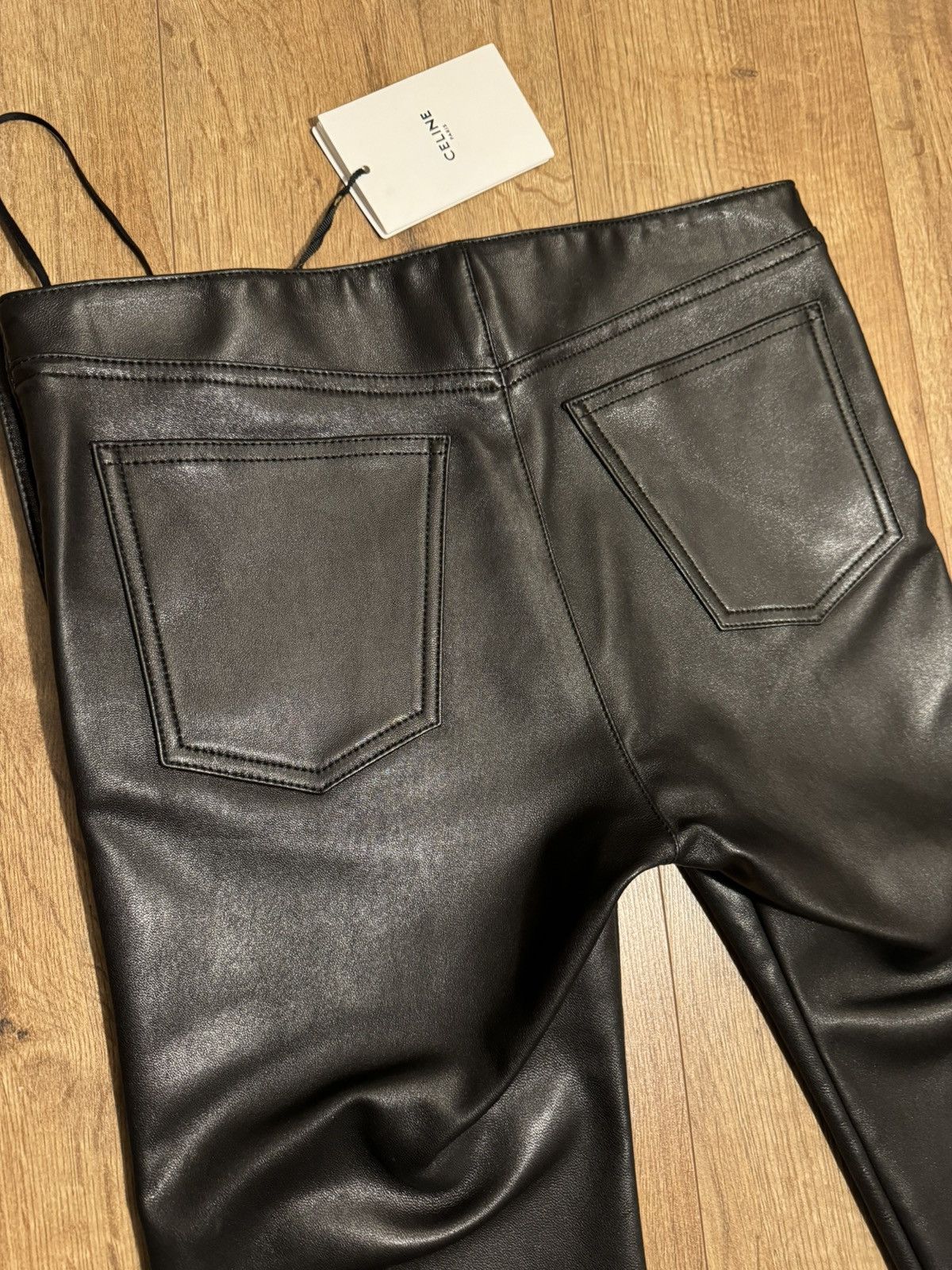 Celine Celine black leather pants, 8 Triomphe gold buttons, size M Size 27" / US 4 / IT 40 - 9 Thumbnail