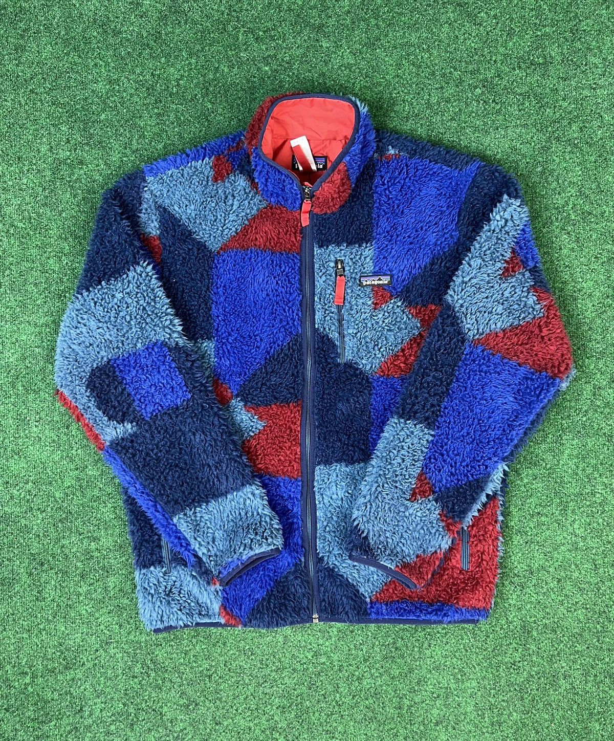 image of Patagonia Classic Retro X Cardigan Glass Blocks Size Large in Red/Blue, Men's