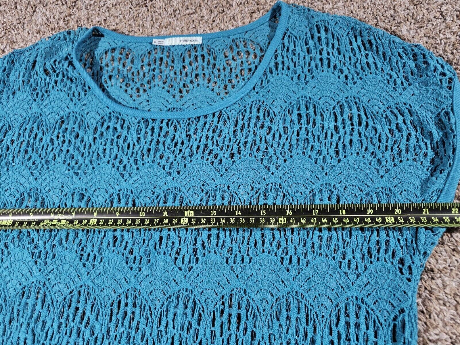 Designer Maurices Top Women Small Aqua Blue Open Knit Slit Sleeveless Size S / US 4 / IT 40 - 4 Thumbnail