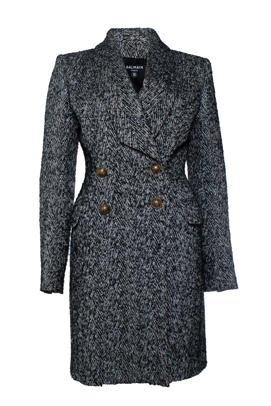 Balmain Balmain, black and white wool coat Size XS / US 0-2 / IT 36-38 - 1 Thumbnail