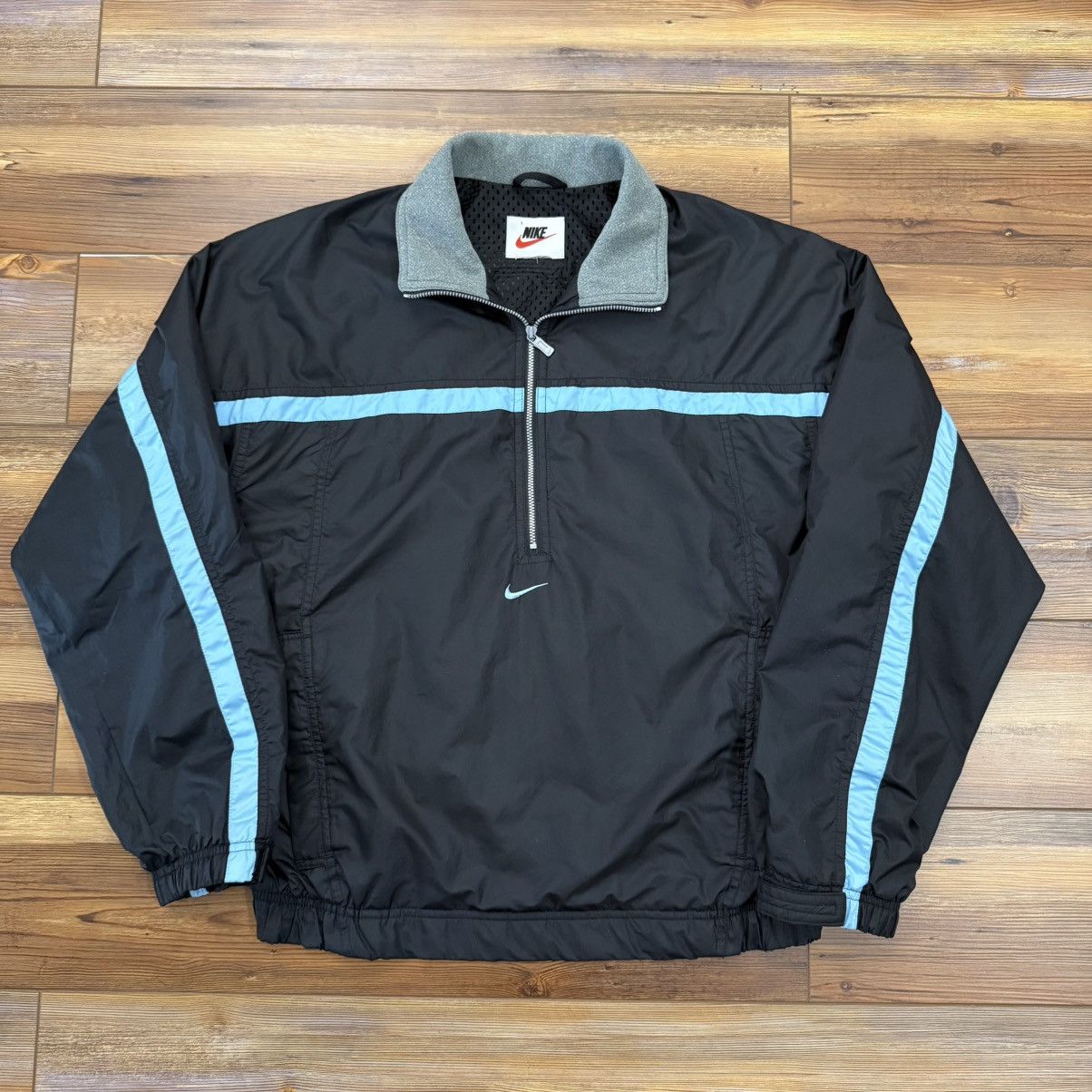 Nike Vintage Nike Center Swoosh Black Blue Windbreaker Jacket Size US M / EU 48-50 / 2 - 1 Thumbnail