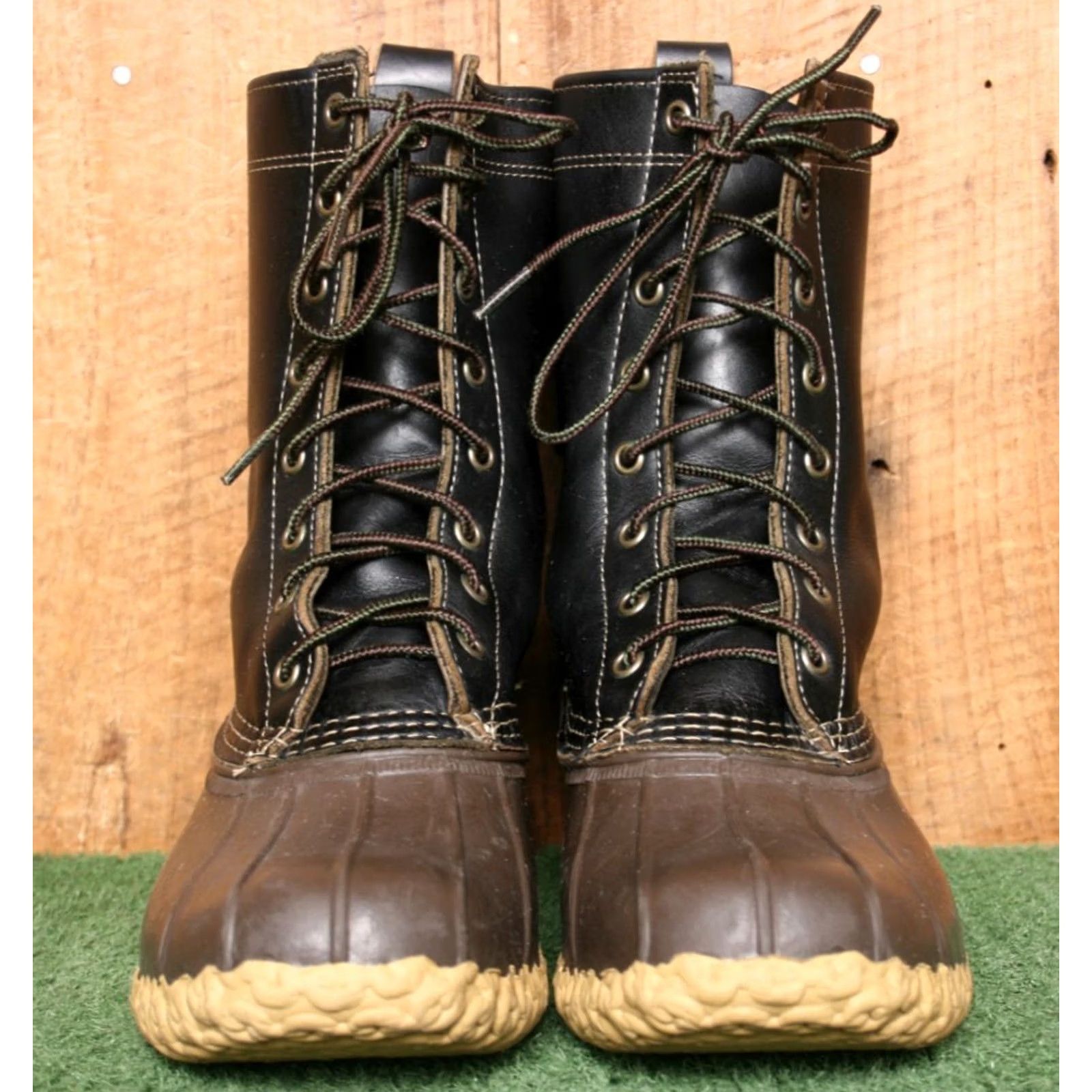 Vintage L.L. Bean Duck Boots 10" Brown Rubber Black Leather 8-Eye Unlined Women's 10M Shoes Boots Size US 10 / IT 40 - 3 Thumbnail