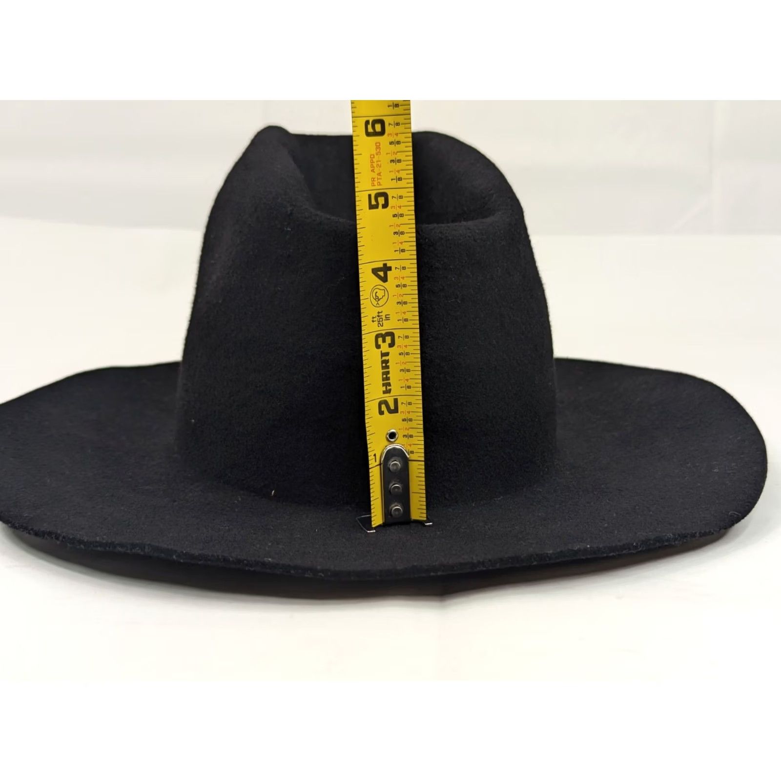 FELT VINTAGE Longhorn Kit Carson Felt Fedora Western Hat 23.5" Circ 7 3/8 Black Fedora Mens Hat Size ONE SIZE - 5 Thumbnail
