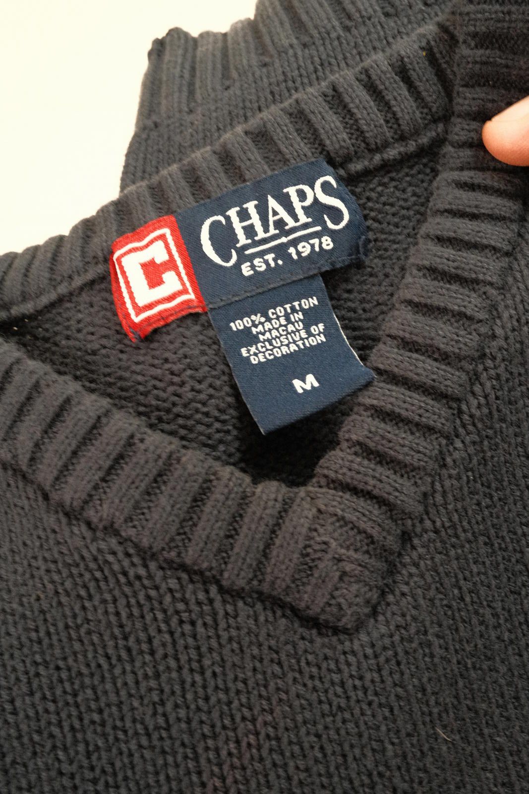 Chaps Chaps Men's Black Cotton V-Neck Sweater Vest Medium Size US M / EU 48-50 / 2 - 3 Thumbnail
