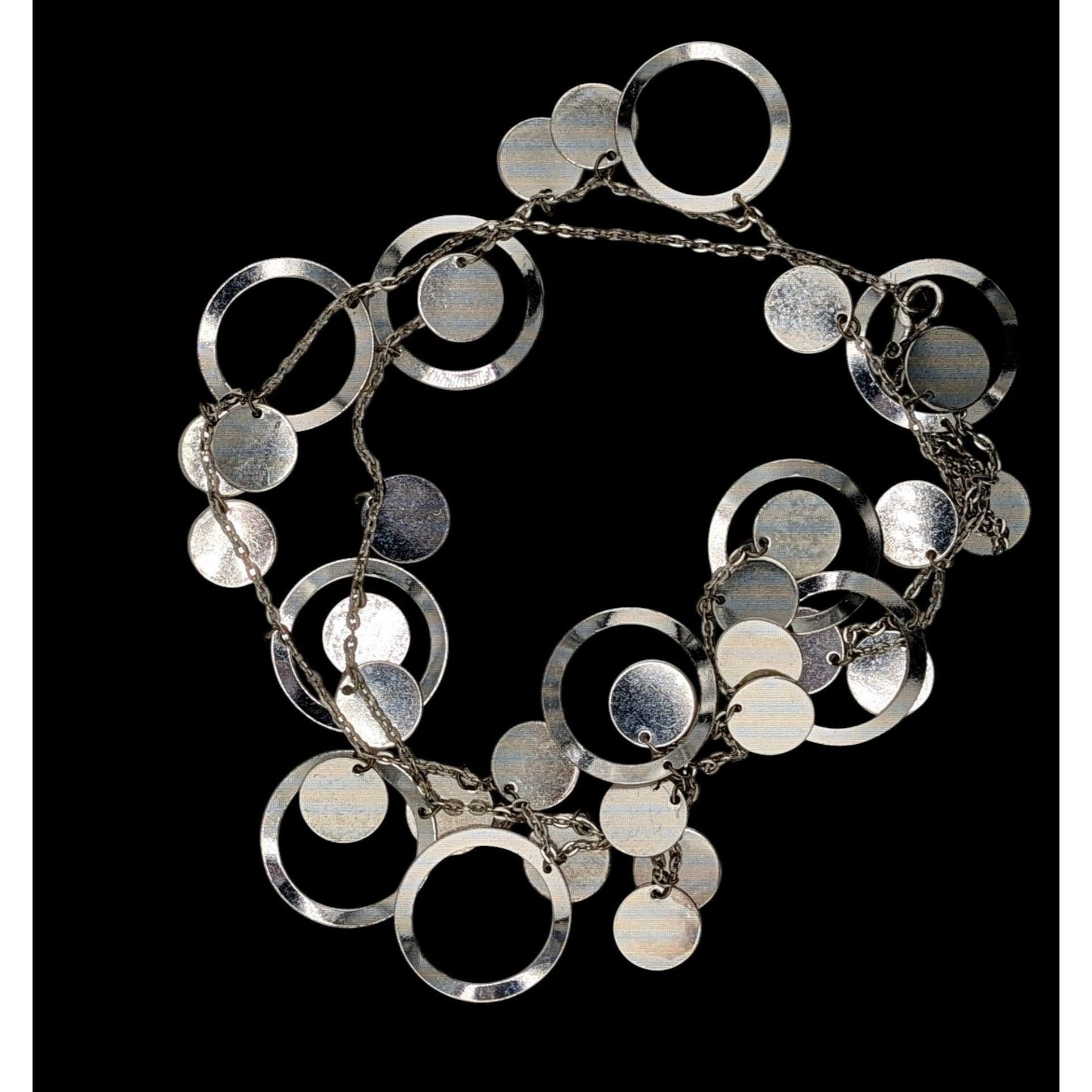 Other Vintage Glam Silver Tone Disc And Charm Necklace On Opera Le Size ONE SIZE - 2 Thumbnail
