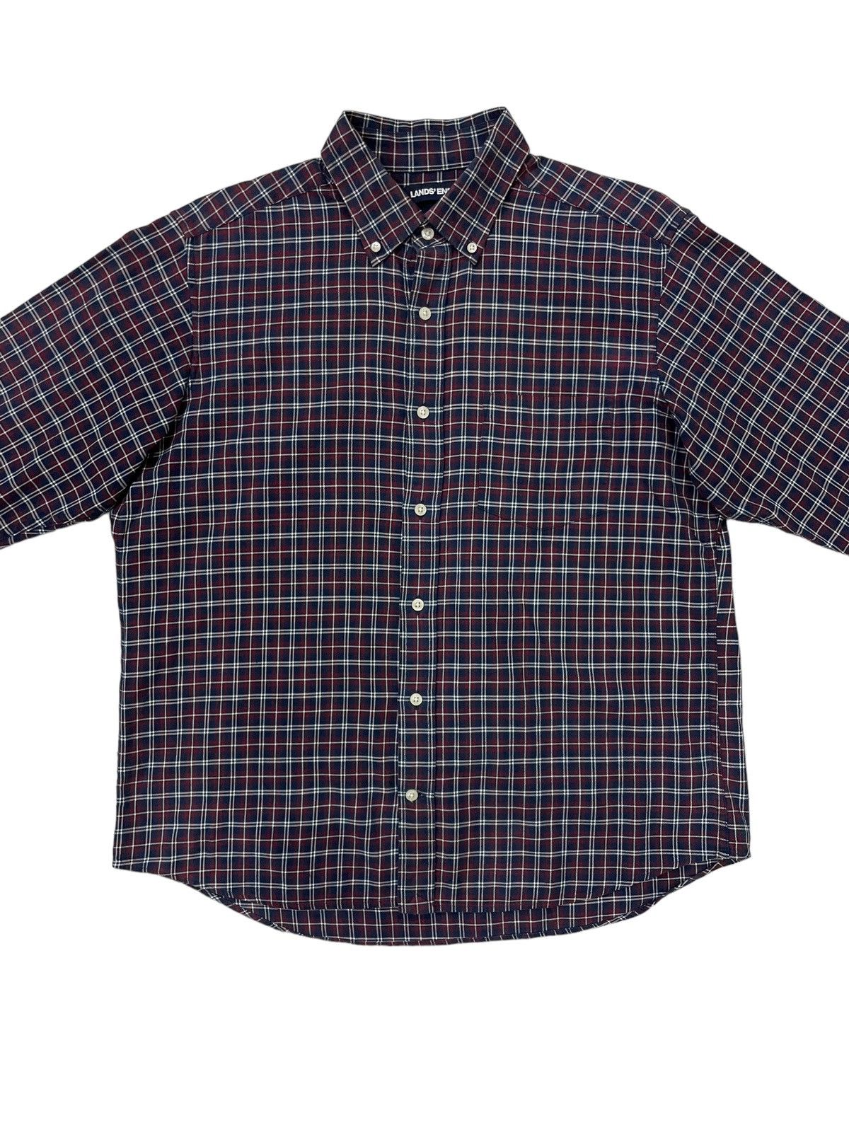 Flannel × Japanese Brand × Lands' End Vintage Land’s End Travis Scott Style Tartan Plaid Flannel Size US L / EU 52-54 / 3 - 3 Thumbnail