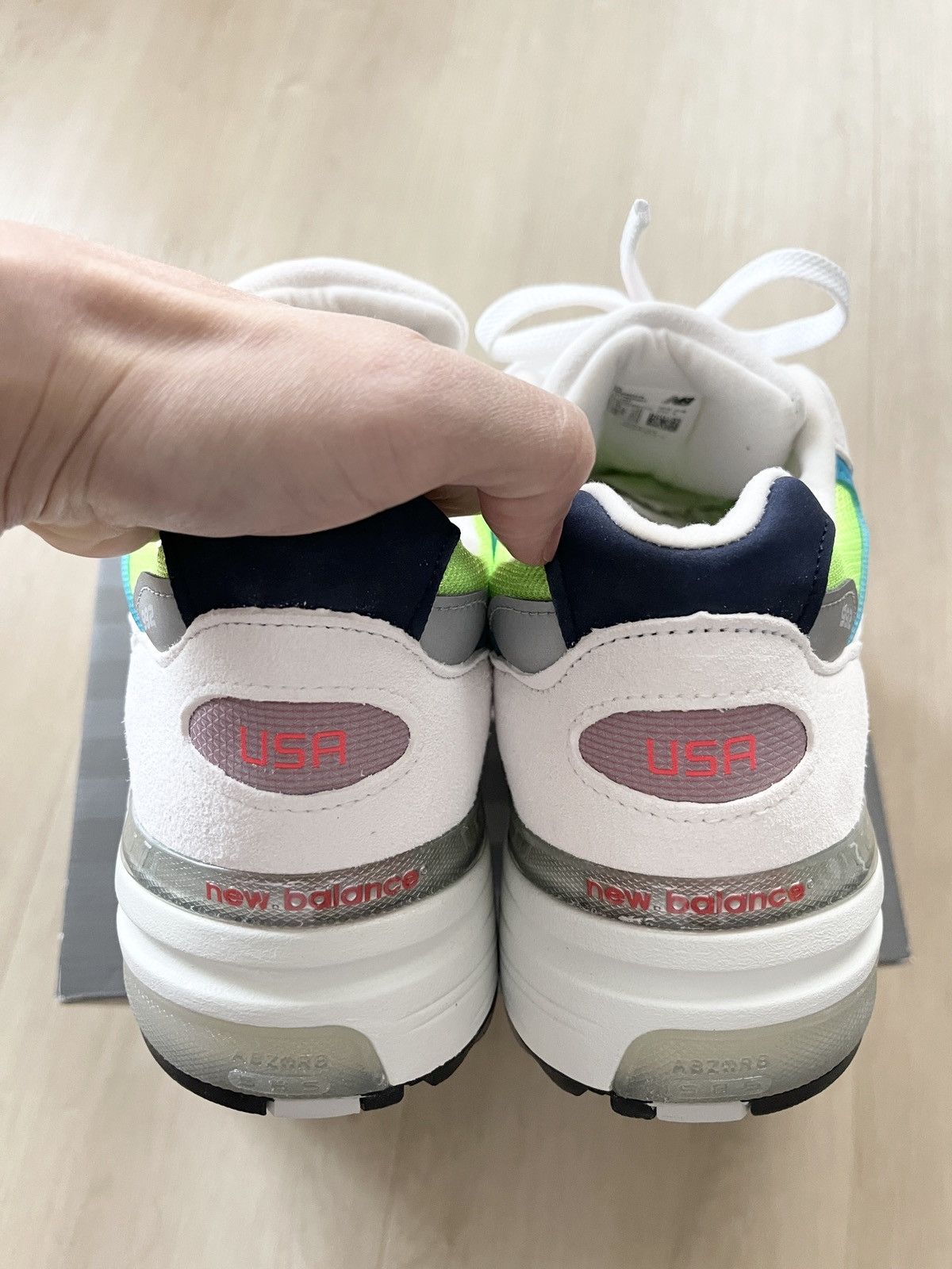 New Balance RARE! New Balance 992 Made in USA White Neon - Size 12 Size US 12 / EU 45 - 6 Thumbnail