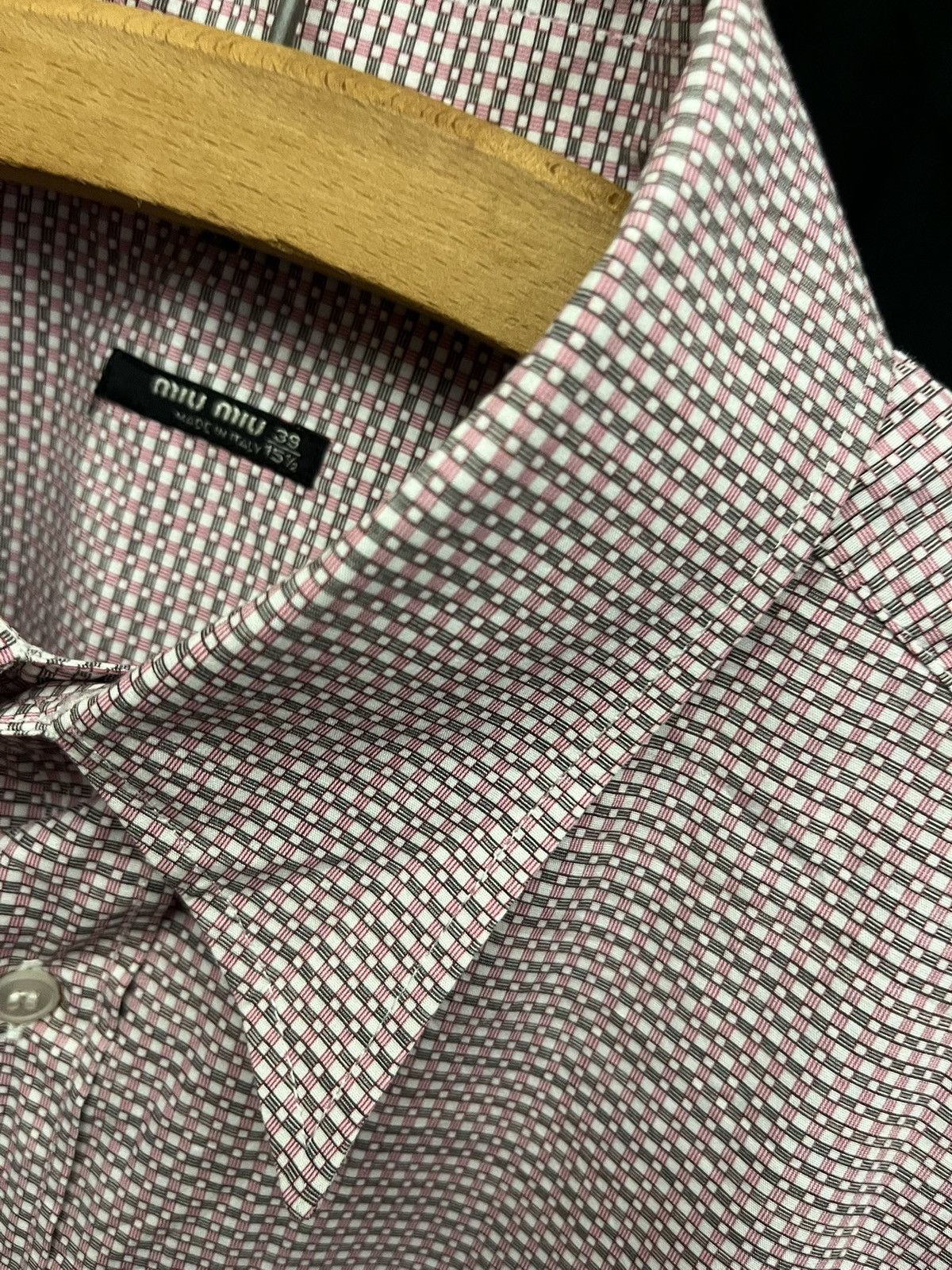 Miu Miu Miu Miu Italy Vintage Micro-Grid Dress Shirt - NWOT Size US M / EU 48-50 / 2 - 3 Thumbnail