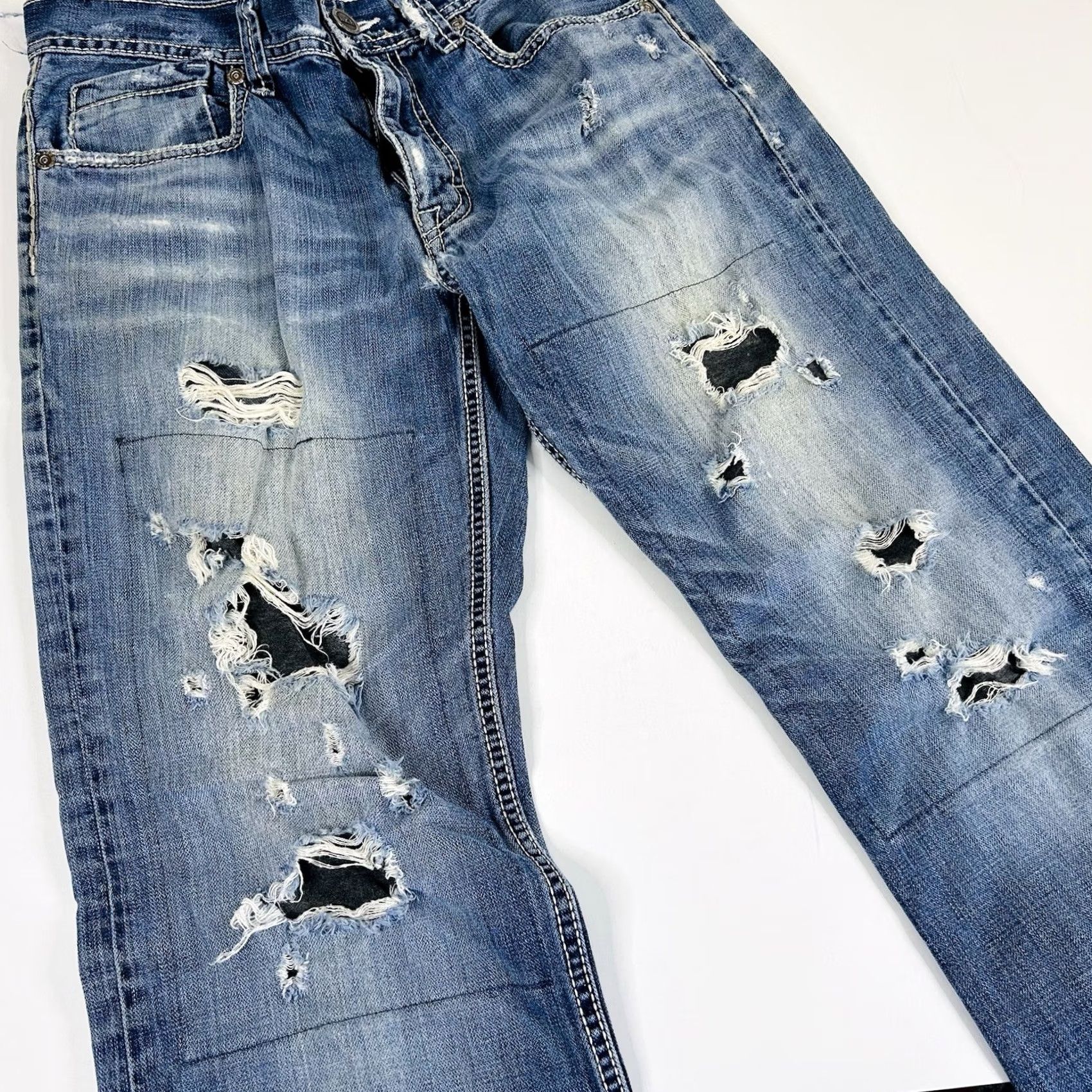 BKE BKE Denim Jake 30R Straight Leg Jeans 100% Cotton Blue Distressed Mens Regular Size 30 Inseam 31 in Size US 30 / EU 46 - 5 Thumbnail