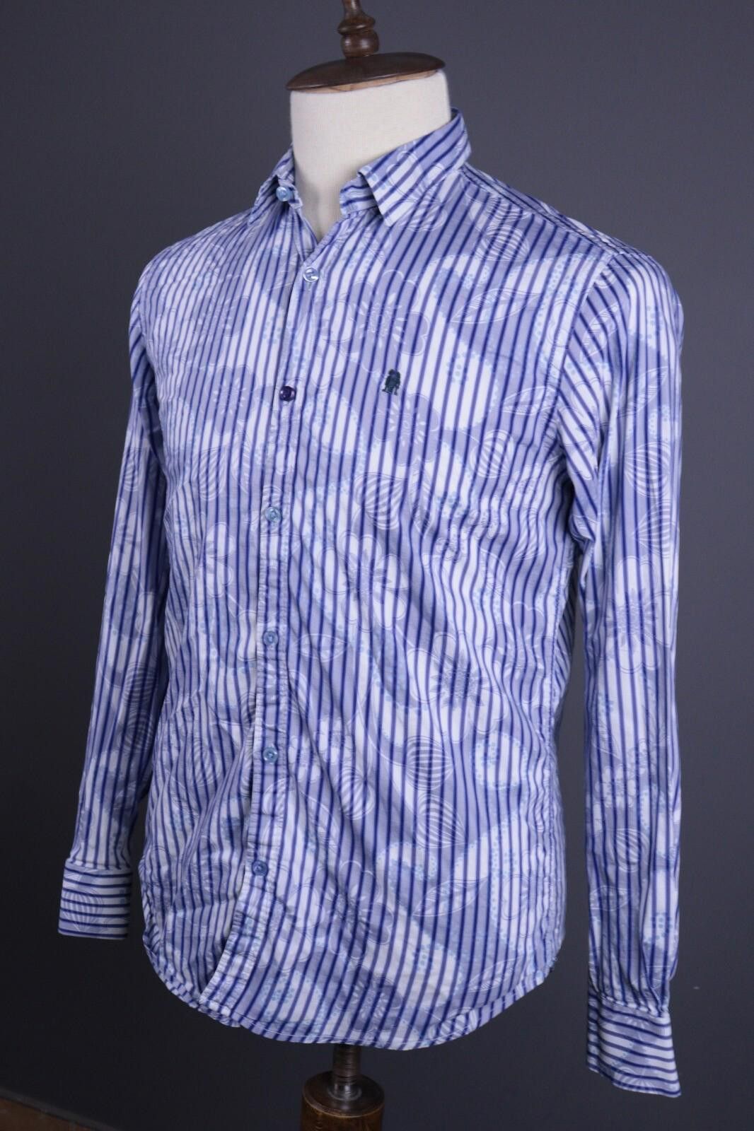 Desigual Desigual Blue Stripe Regular Allover Print Shirt Size M Size US M / EU 48-50 / 2 - 6 Thumbnail