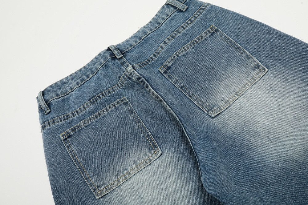 Jean Men's distressed washed graffiti cartoon wide-leg jeans Size US 32 / EU 48 - 6 Thumbnail