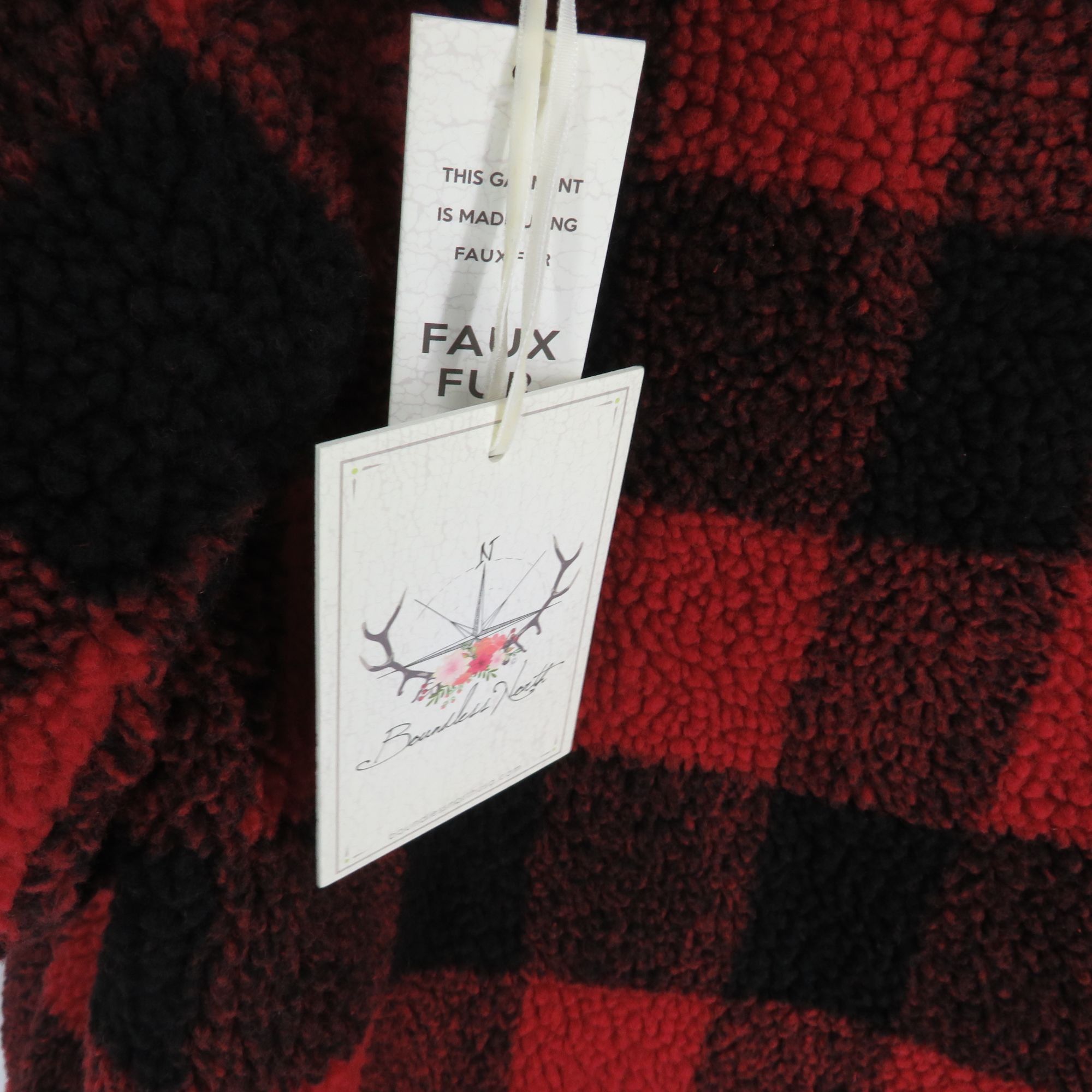 Other Boundless North Buffalo Plaid Red & Black Faux Fur 1/4 Zip P Size XS / US 0-2 / IT 36-38 - 5 Thumbnail