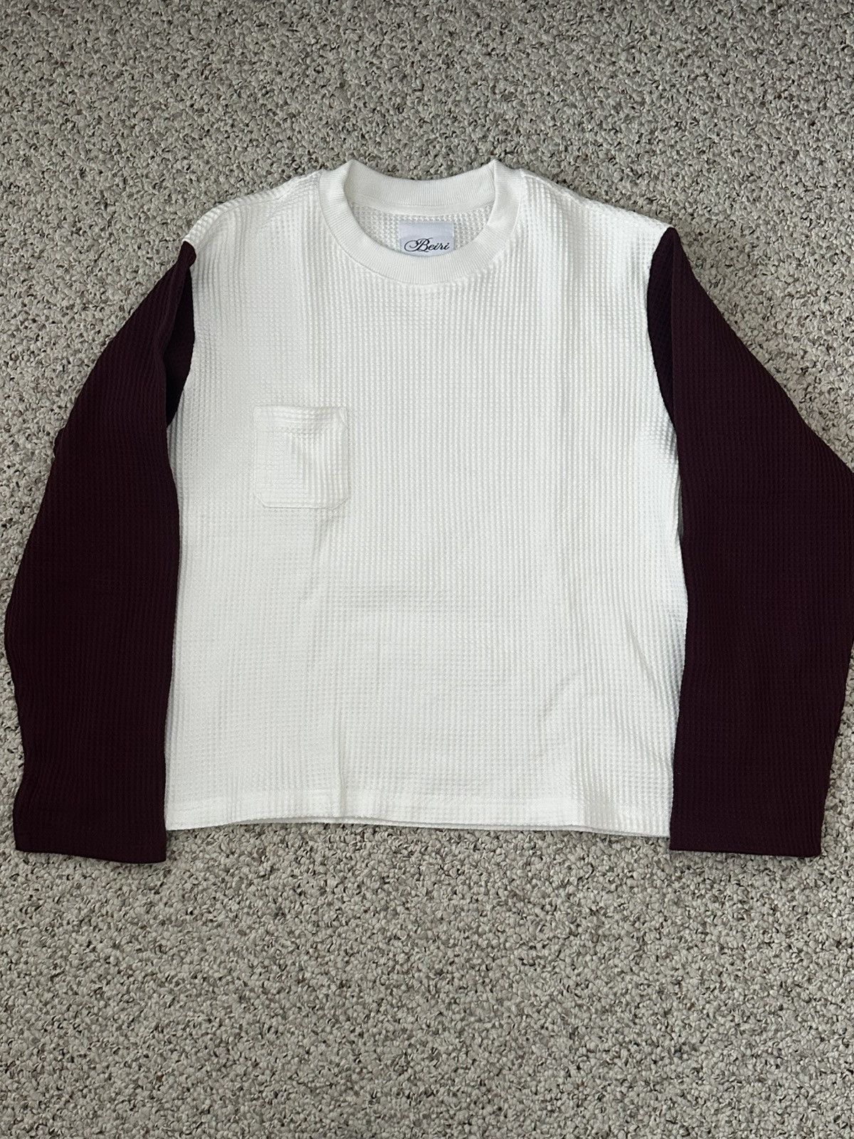 Other Beiri Gallery White/Burgundy Two Tone waffle knit Size US M / EU 48-50 / 2 - 1 Thumbnail