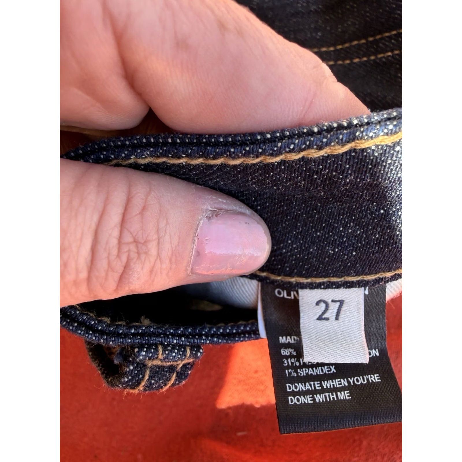 Olive Oliver Logan Women’s Jeans 27 Dark Wash Raw Hem Straight Leg Denim Jeans Women Size 27" / US 4 / IT 40 - 5 Thumbnail