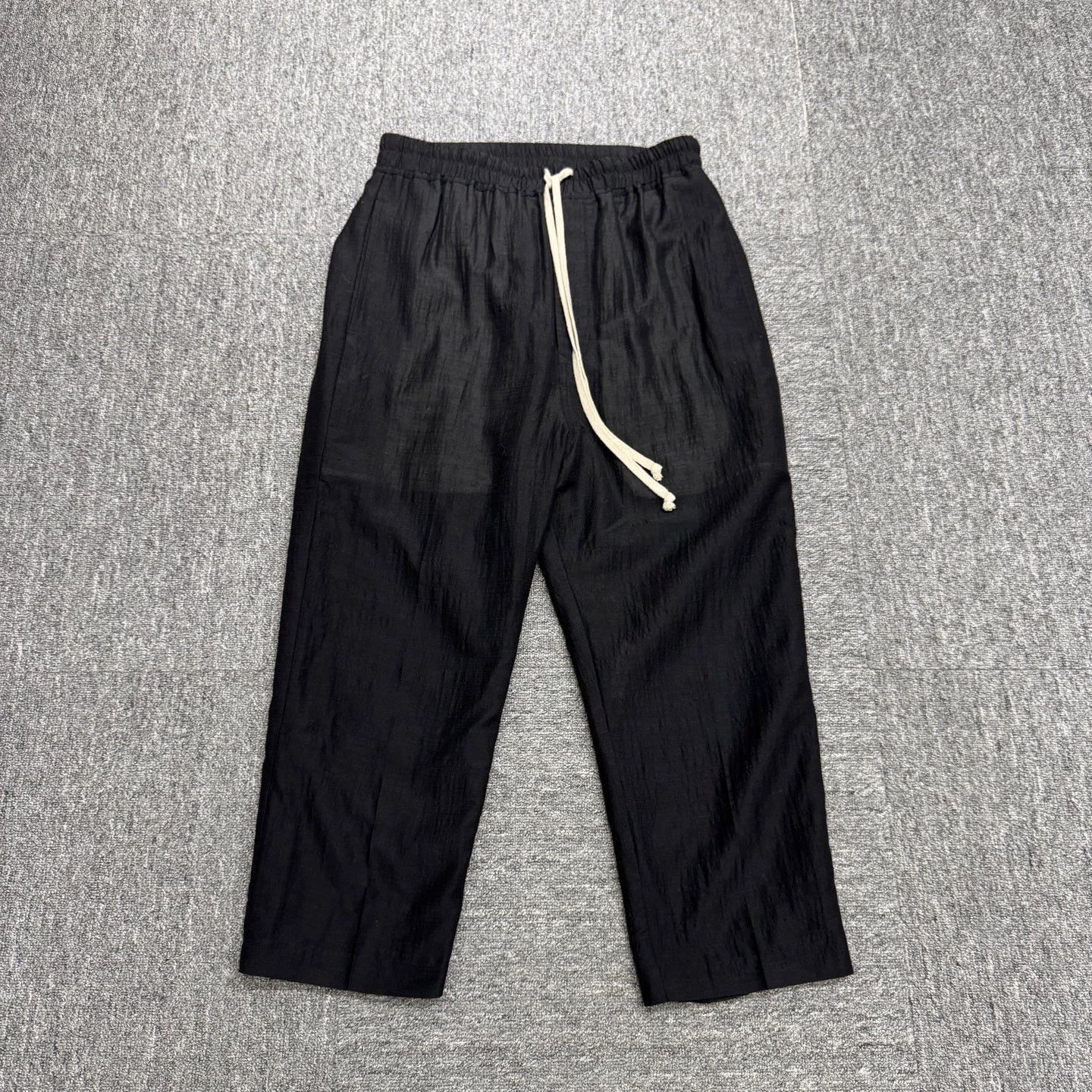 Rick Owens Black Cropped Drawstring Pants Size 32 Size US 32 / EU 48 - 1 Thumbnail