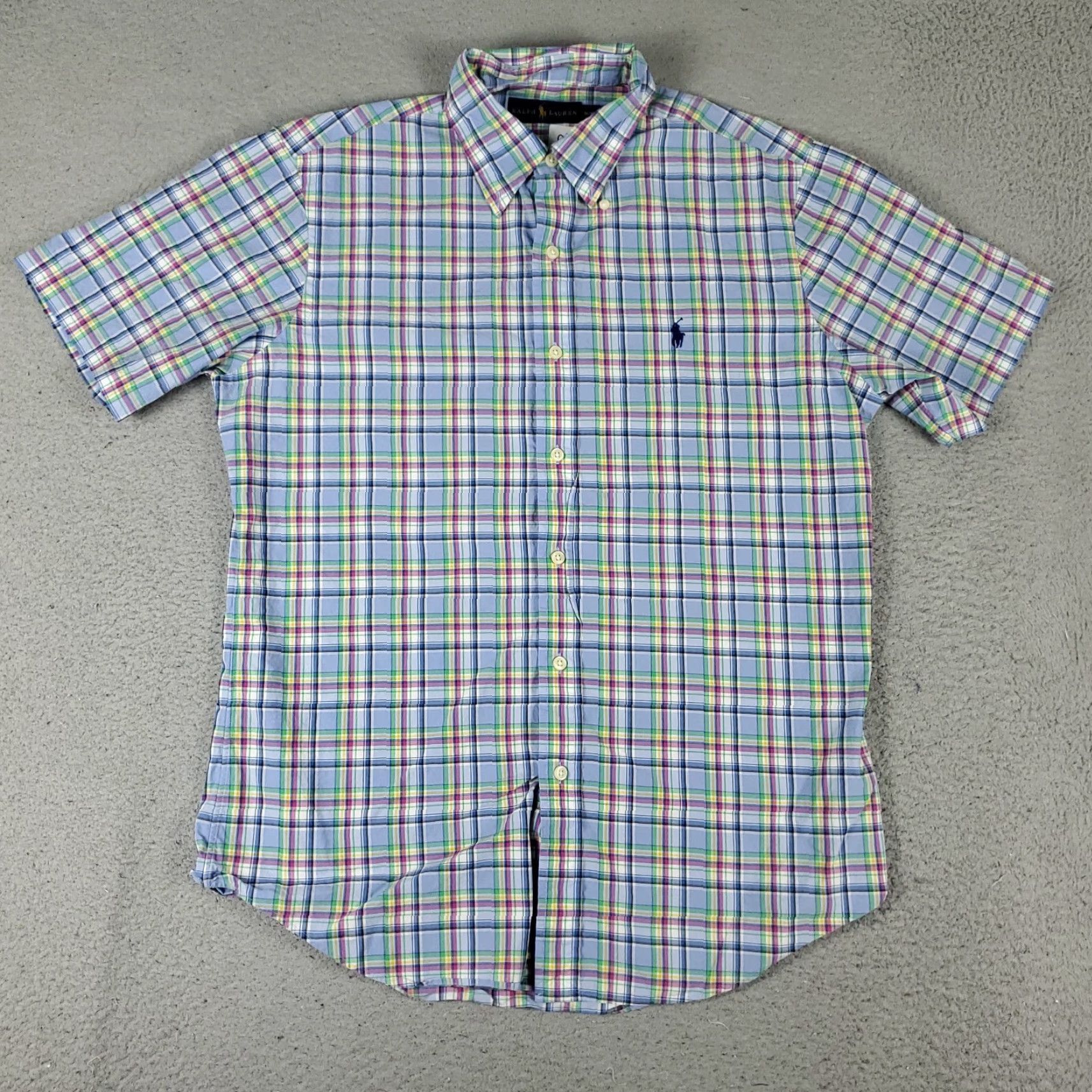 Ralph Lauren VINTAGE Ralph Lauren Shirt Mens Short Sleeve Button-Up Cotton Blue Plaid 90s Classic Style Men's Size US M / EU 48-50 / 2 - 3 Thumbnail