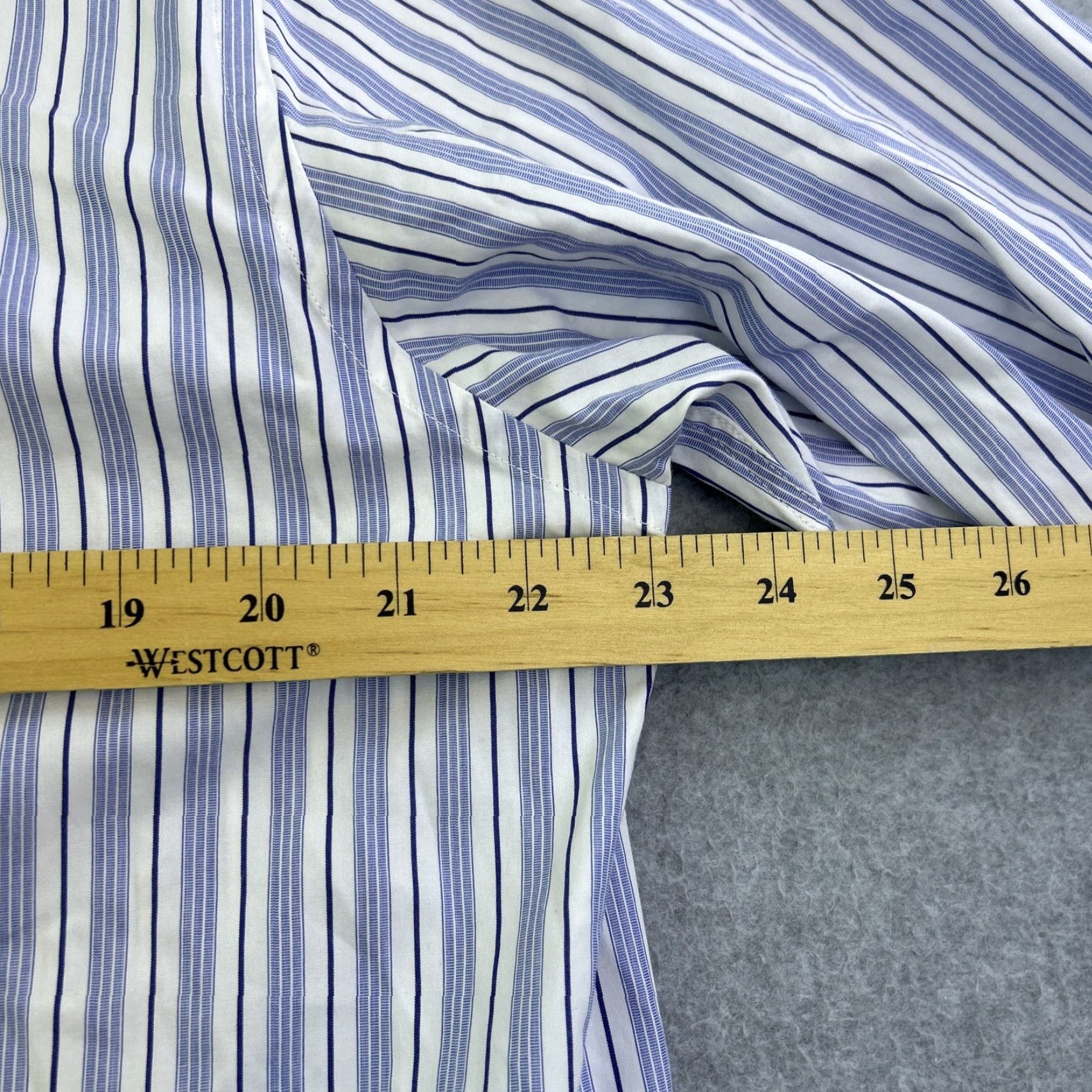 David Donahue David Donahue Dress Shirt Mens 16 Blue White Striped Long Sleeve Button Up Adult Size 42R - 2 Thumbnail