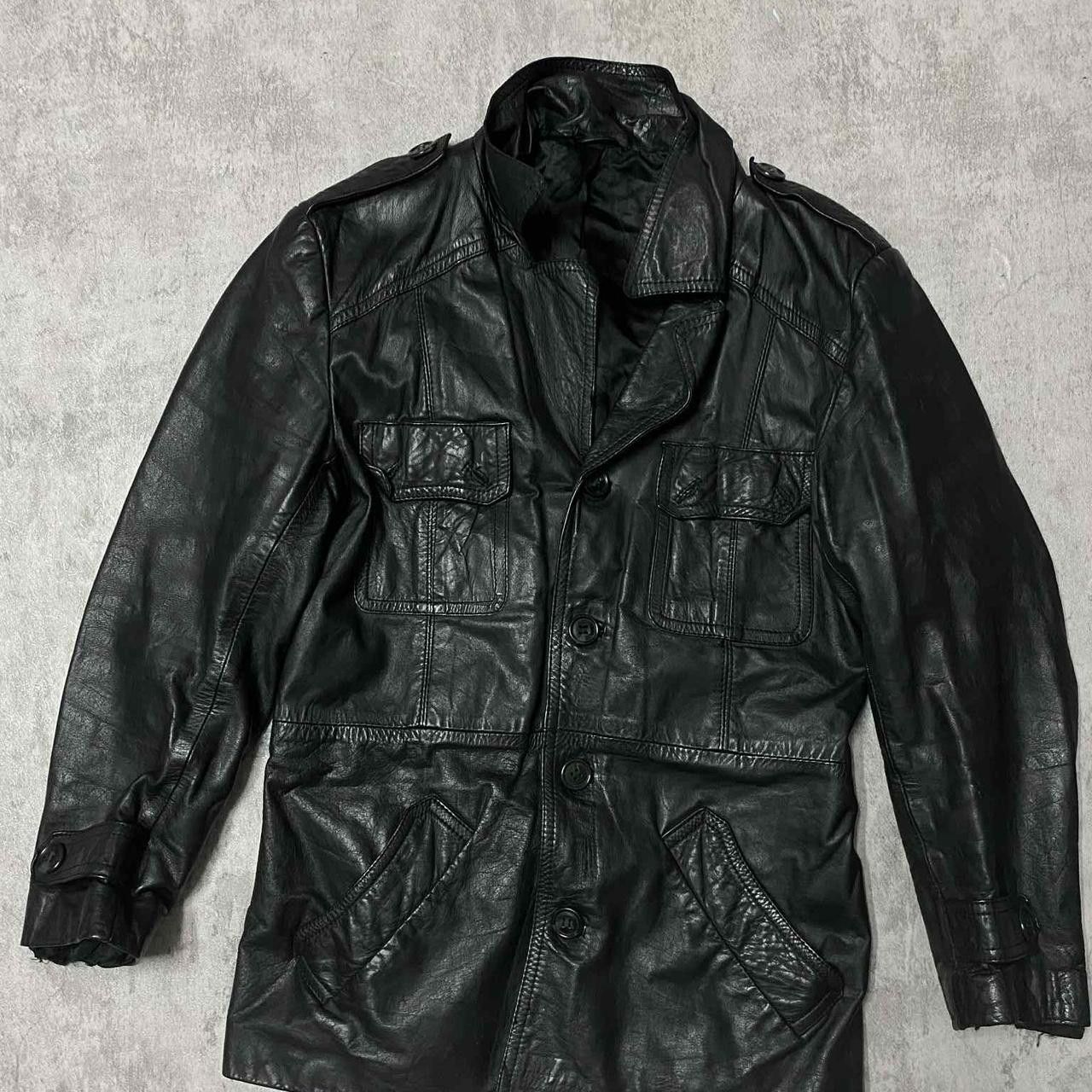 Other Black leather jacket with button-up front, multiple pockets Size M / US 6-8 / IT 42-44 - 1 Thumbnail