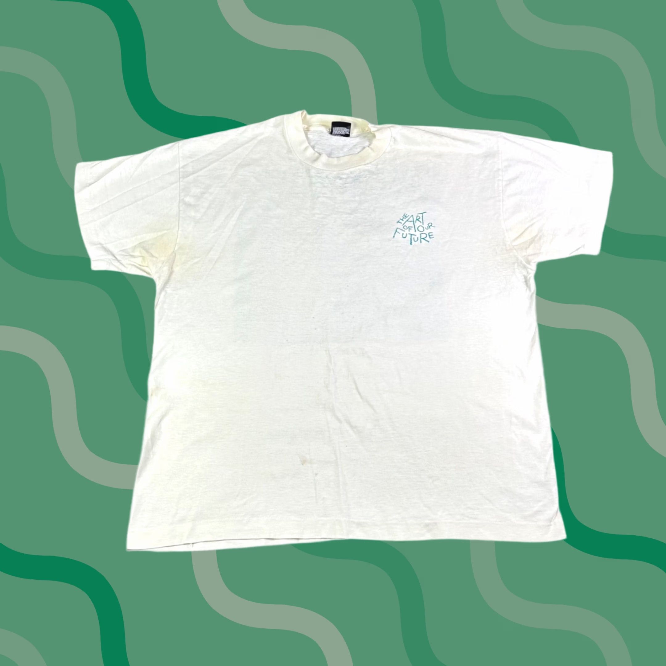 Fruit Of The Loom VINTAGE 1994 One World One Chance T-Shirt XL White Earth Day Single Stitch USA Shirt Unisex Men Women Size US XL / EU 56 / 4 - 1 Thumbnail