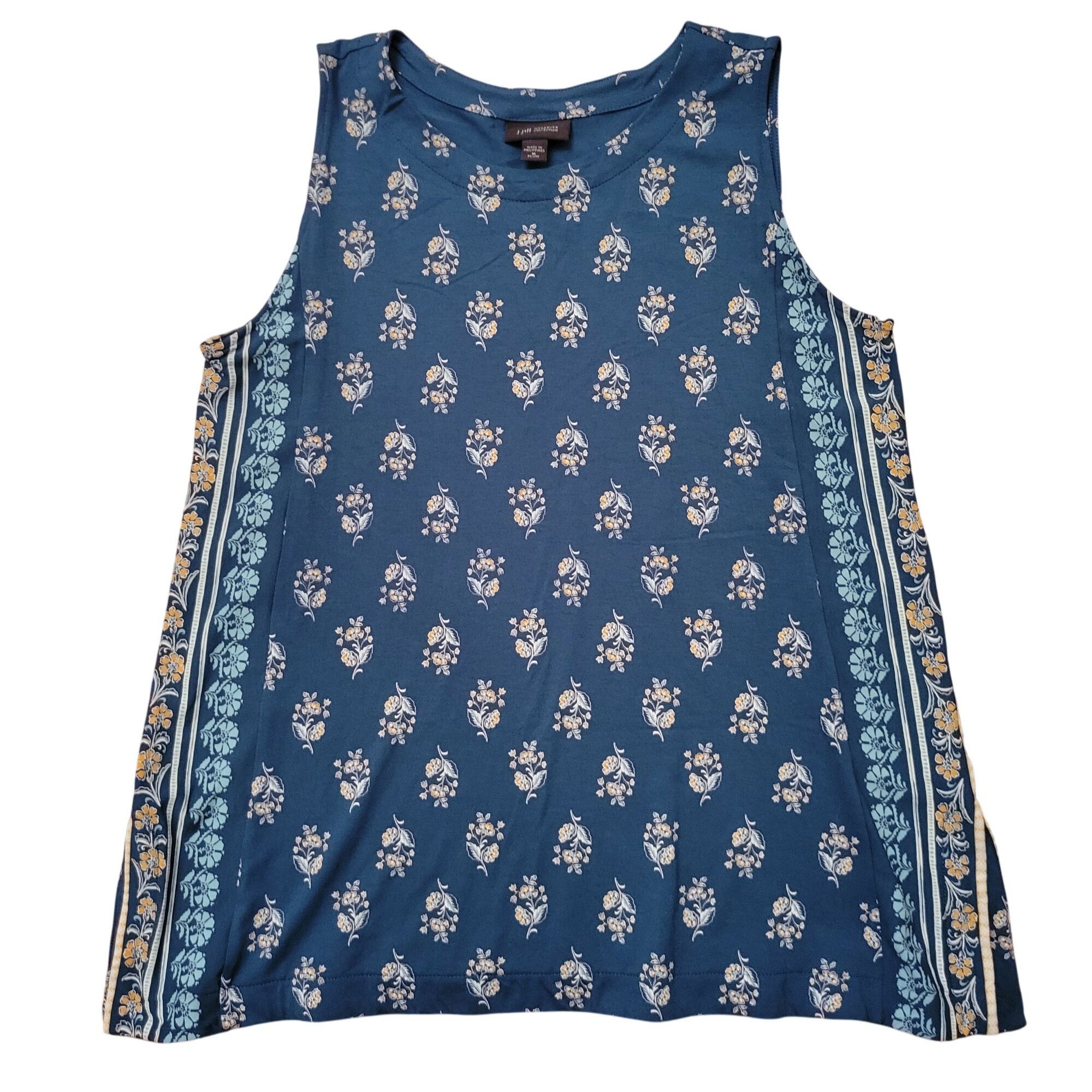 J. Jill J Jill Wearever Layering Tank Blue Yellow Floral Sleeveless Size M / US 6-8 / IT 42-44 - 1 Thumbnail