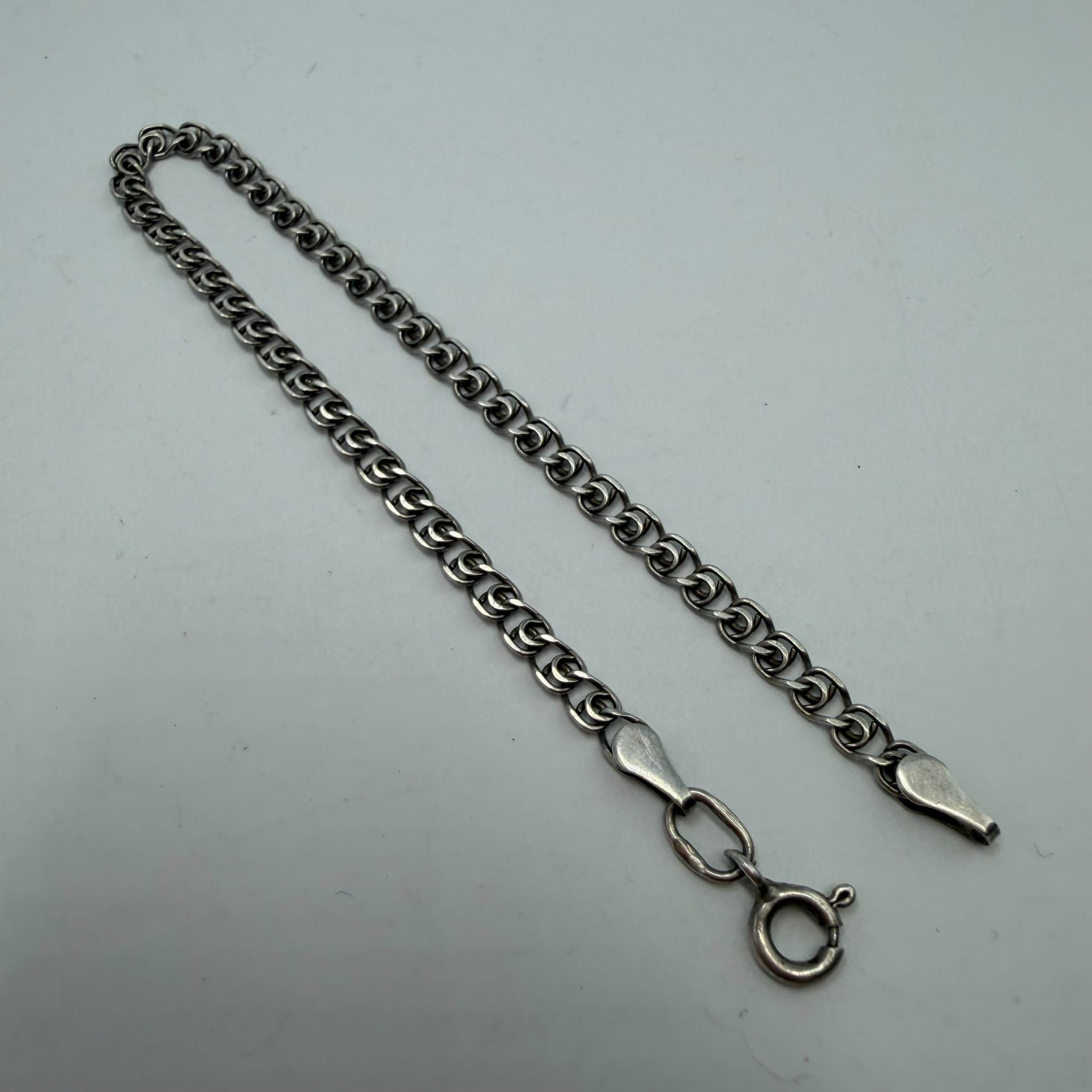 Sterling Silver Vintage 925 Sterling Silver Chain Bracelet Classic Chain Size ONE SIZE - 7 Thumbnail