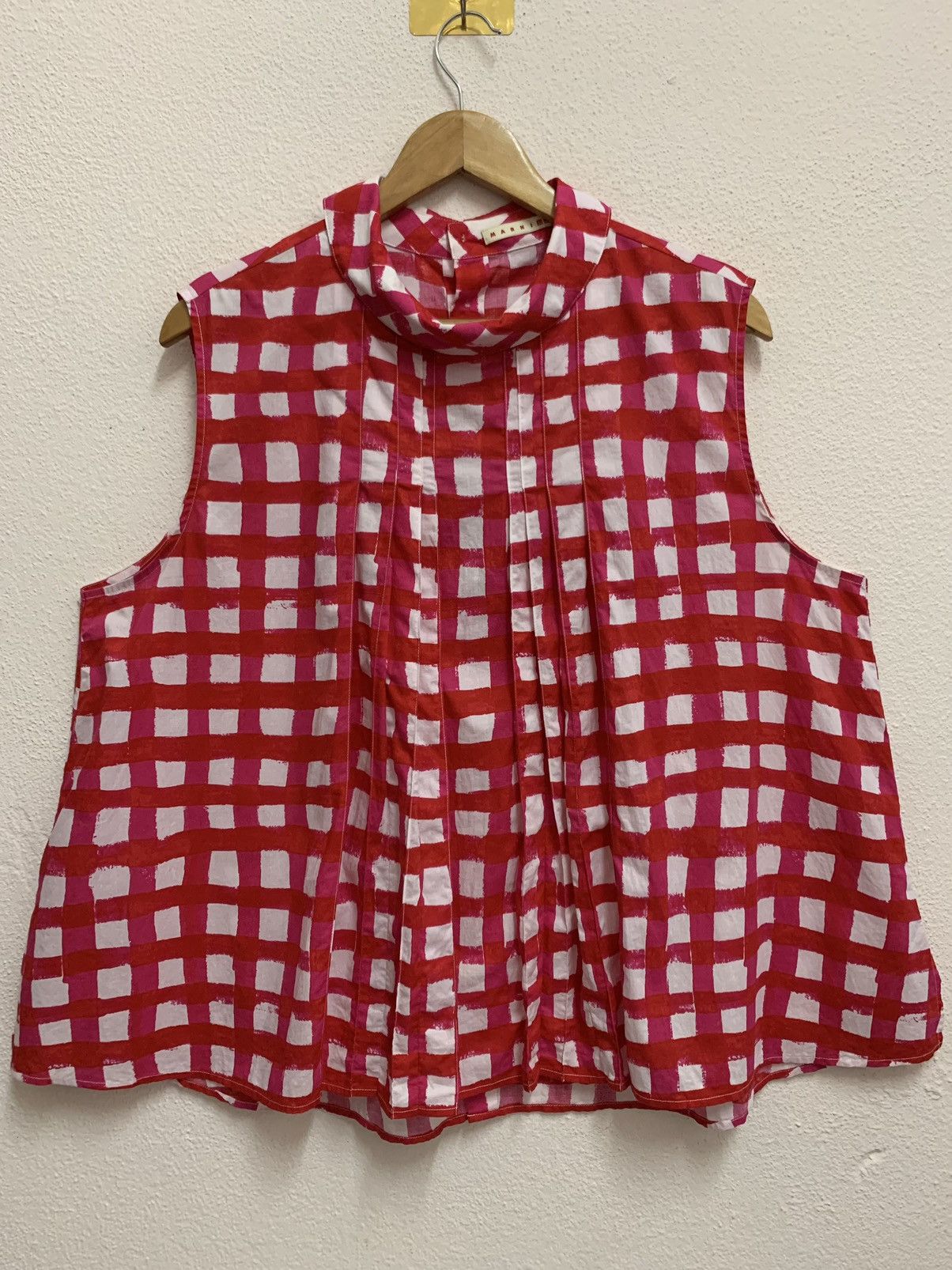 Marni × Uniqlo MARNI x UNIQLO Checkred Sleeveless Blouses Size 3XL / US 20-22 - 1 Thumbnail