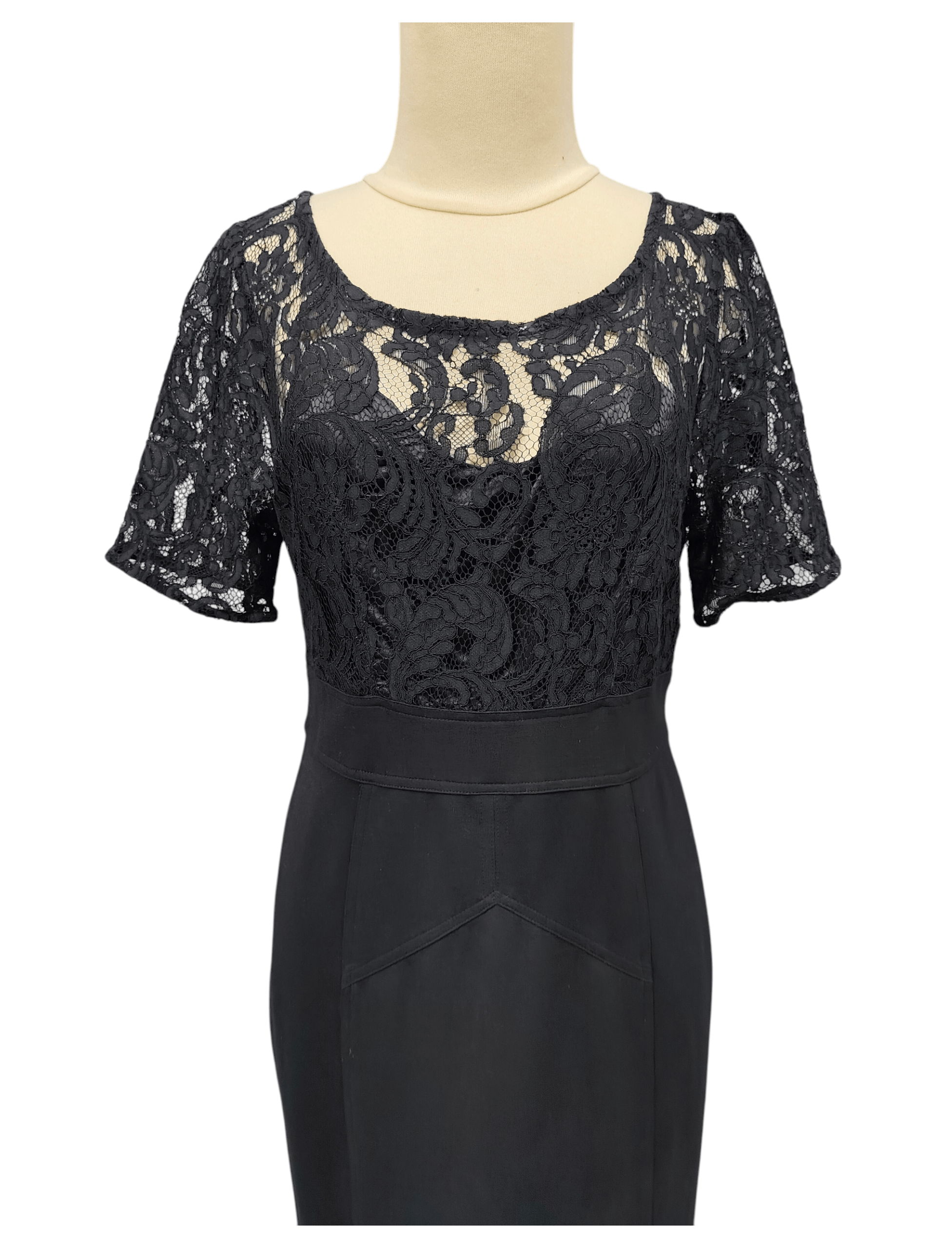 Burberry 00s Burberry- Floral Lace Panel Bodice Gothic Romantic Dress Size M / US 6-8 / IT 42-44 - 2 Thumbnail