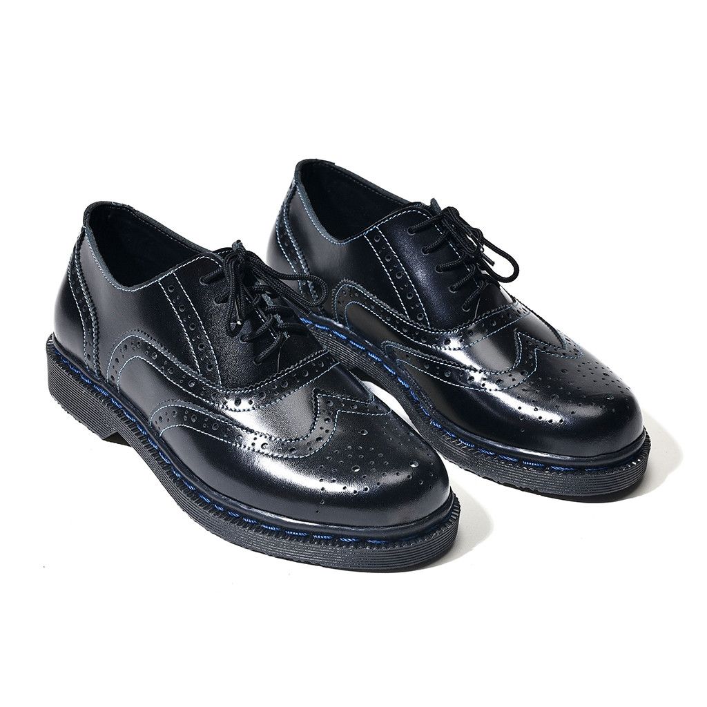 Designer × Leather Cassius Oxford Black Blue Stiches Size US 9 / EU 42 - 1 Thumbnail