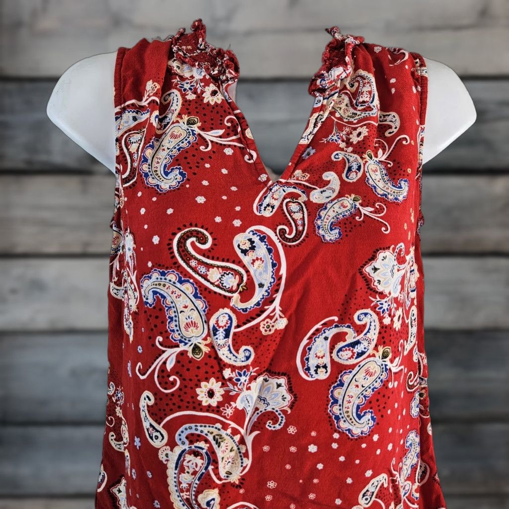 Talbots Talbots Womens Top XS Red Blue Paisley Sleeveless Viscose Blouse Shirt Womens XS Red Paisley Talbots Size XS / US 0-2 / IT 36-38 - 1 Thumbnail