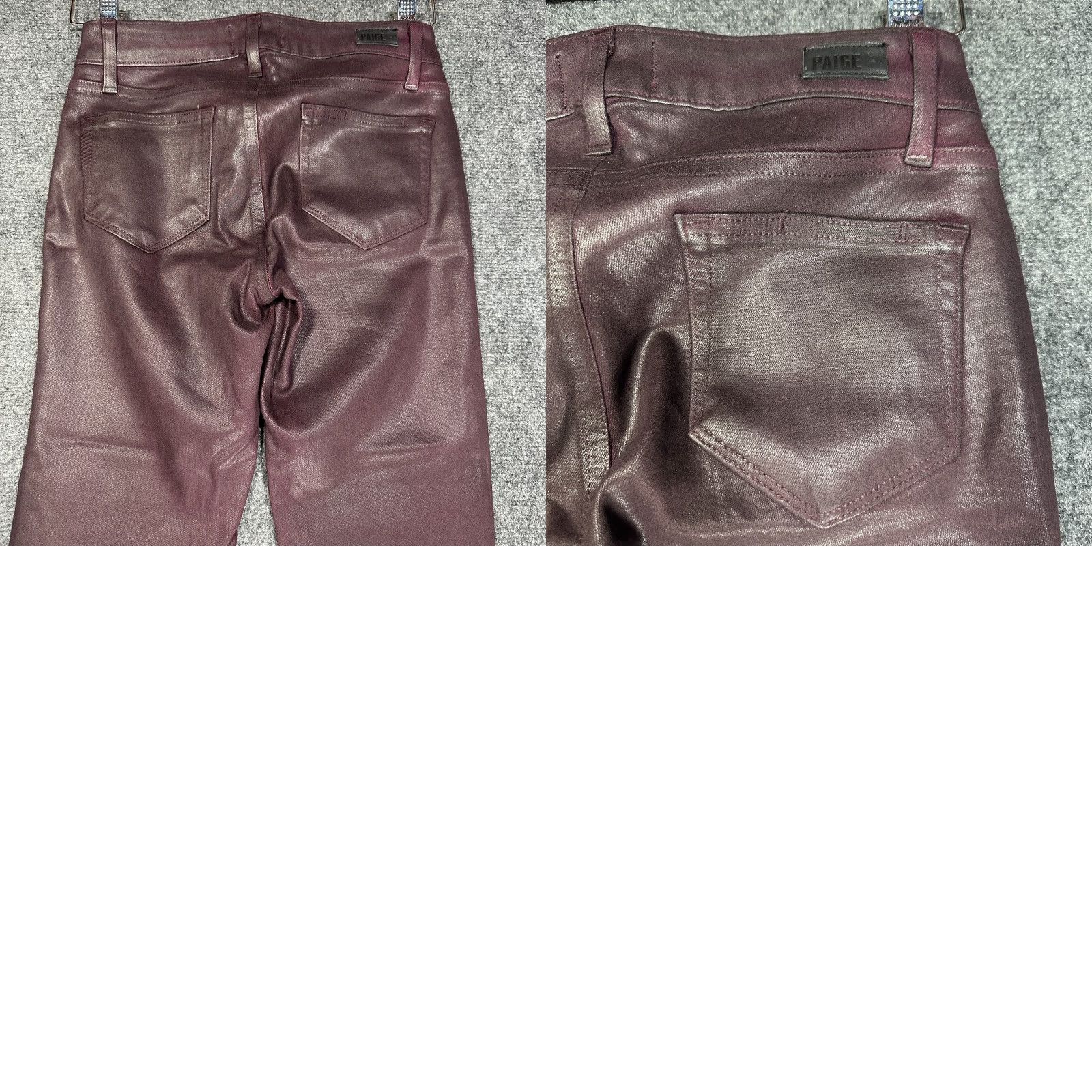 Paige Paige Verdugo Ultra Skinny Jeans Womens 25 Purple Waxed Stretch Pockets Logo Denim 5-Pocket Size 42" / US 20 - 8 Thumbnail