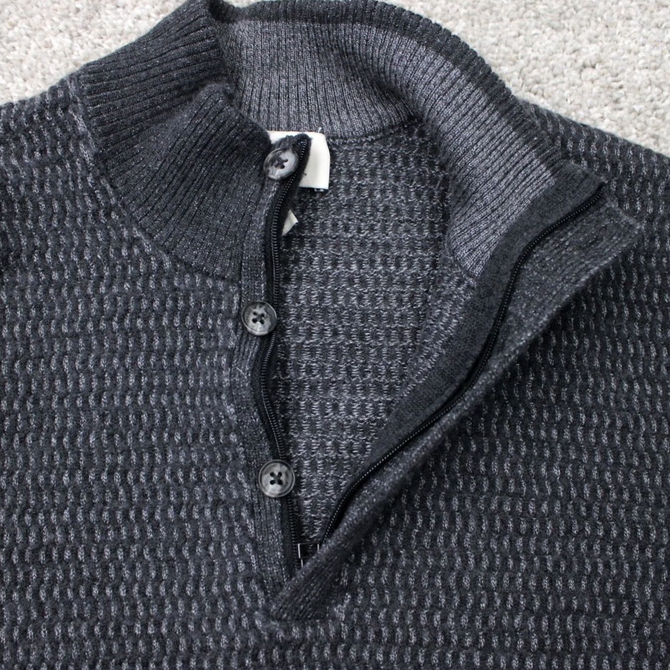 Joseph Abboud Joseph Abboud Sweater Mens Large Gray Merino Wool/Acrylic 1/4 Zip L/S Pullover Size US L / EU 52-54 / 3 - 7 Thumbnail
