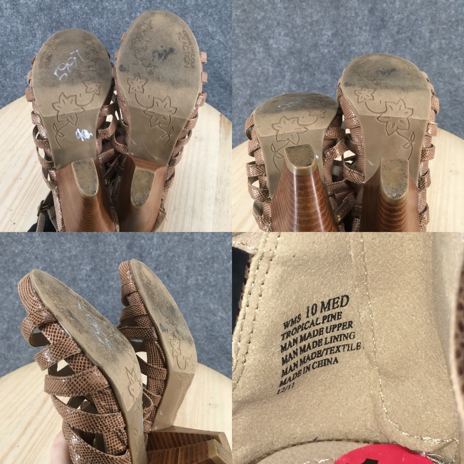 Kenneth Cole Kenneth Cole Reaction Sandal Womens 10M Brown Tropical Vine Strappy Snakeskin Shoes Size US 10 / IT 40 - 9 Thumbnail