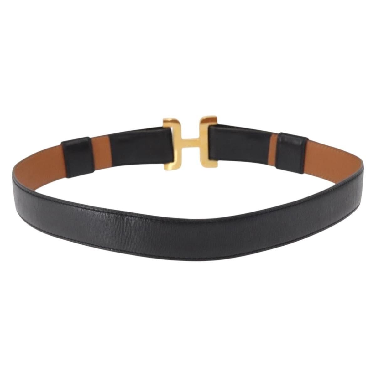 Hermes Hermes H Belt Leather Black Gold Size ONE SIZE - 2 Thumbnail
