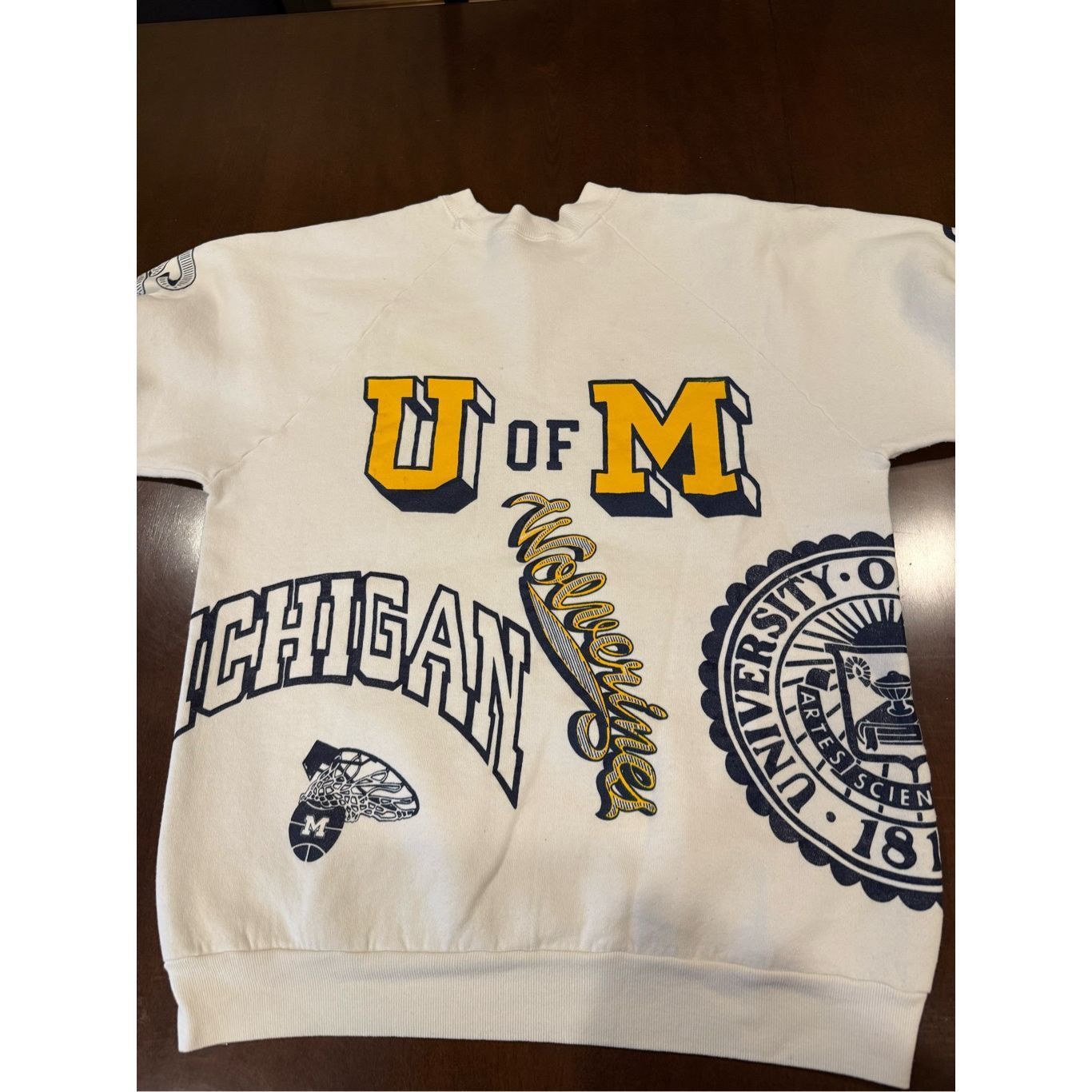 Fruit Of The Loom Size M Vintage 1980s Michigan Wolverines AOP grail rare Fruit of the loom blue Size US M / EU 48-50 / 2 - 7 Thumbnail