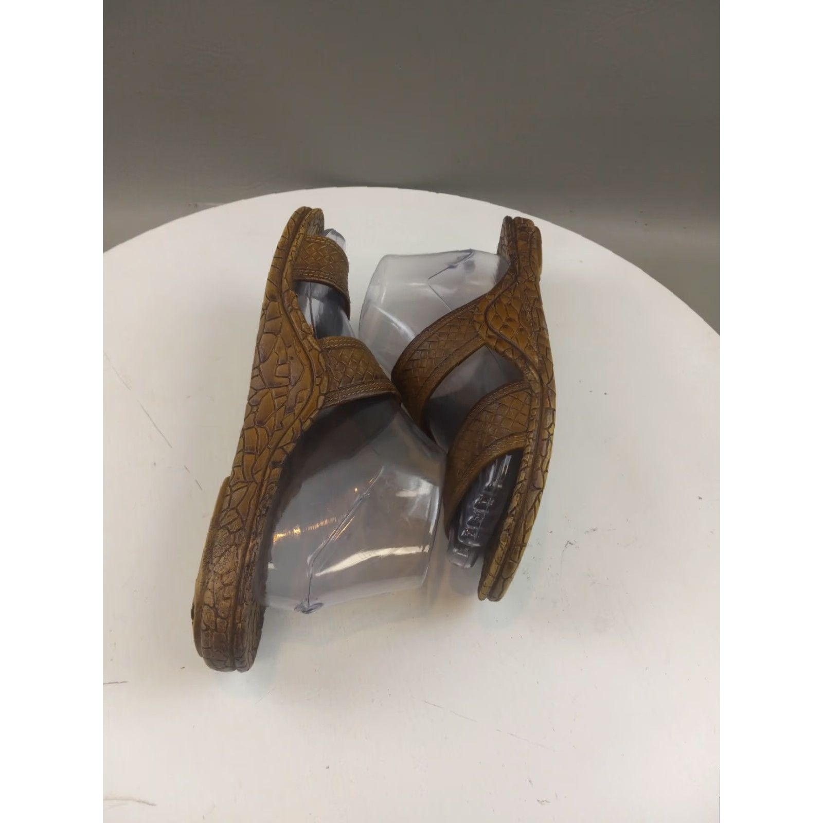 Vintage Rockin Footwear Sandal Slide Women's Size 8 Brown PVC Textured Boho Slip-On Sandal Bohemian Straps Size US 6 / IT 36 - 6 Thumbnail