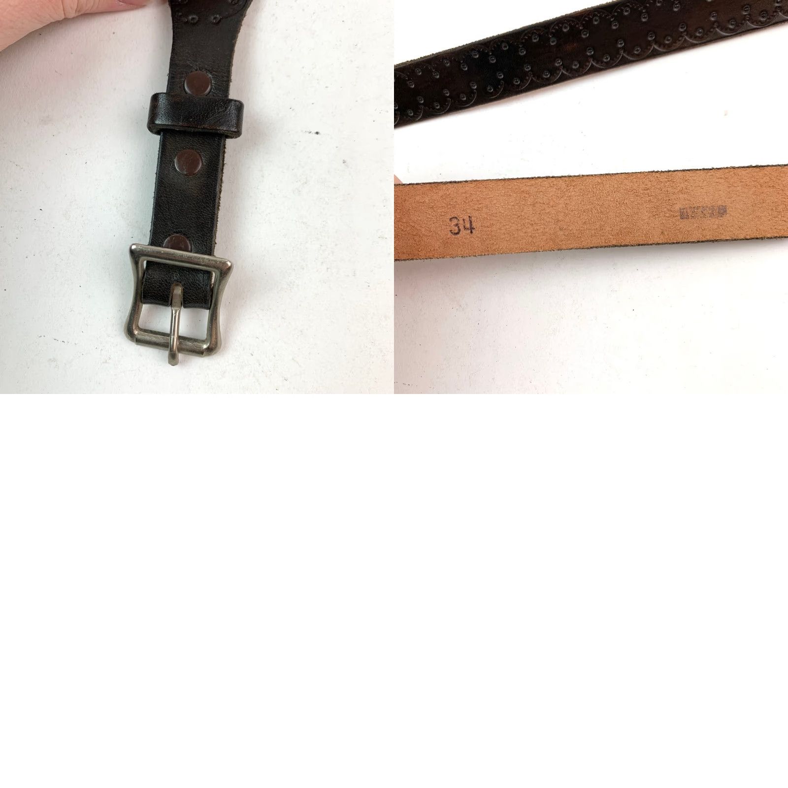 Vintage VINTAGE Leather Belt 34 Dark Brown Mens Size 34 Embossed DAVID Personalized 1.25" Size 34 - 8 Thumbnail