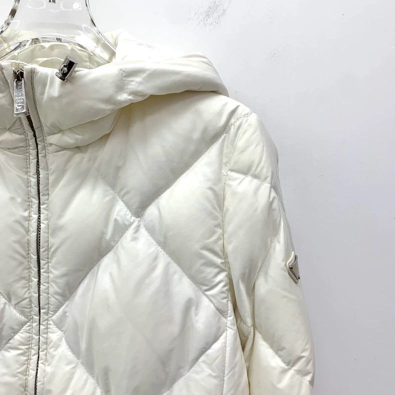 Prada Prada White diamond-shaped plaid triangle label hooded zip Size US XXS / EU 40 - 3 Thumbnail